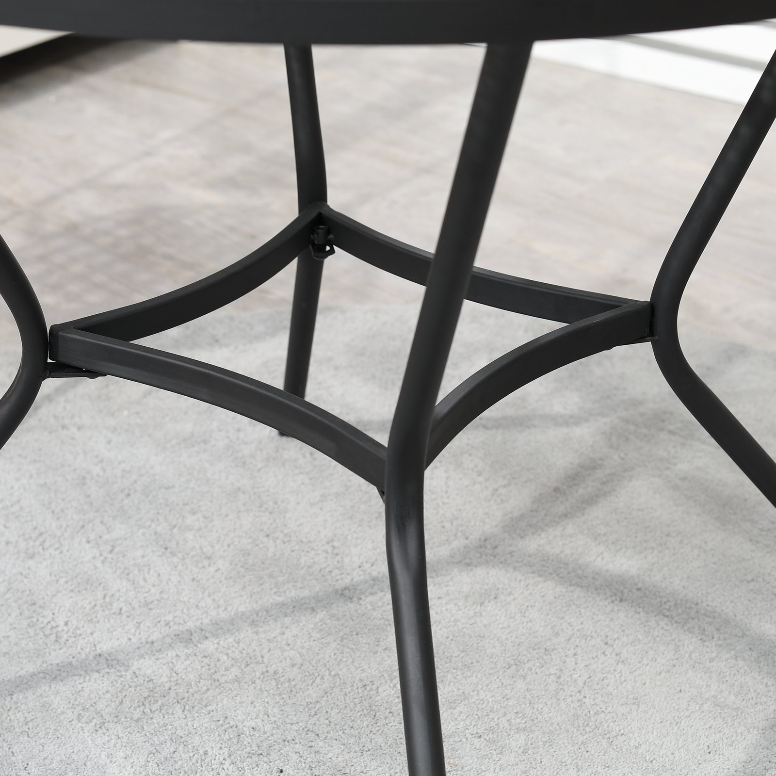 35in Round Patio Bistro Table Metal Mesh Top French Cafe Style Black