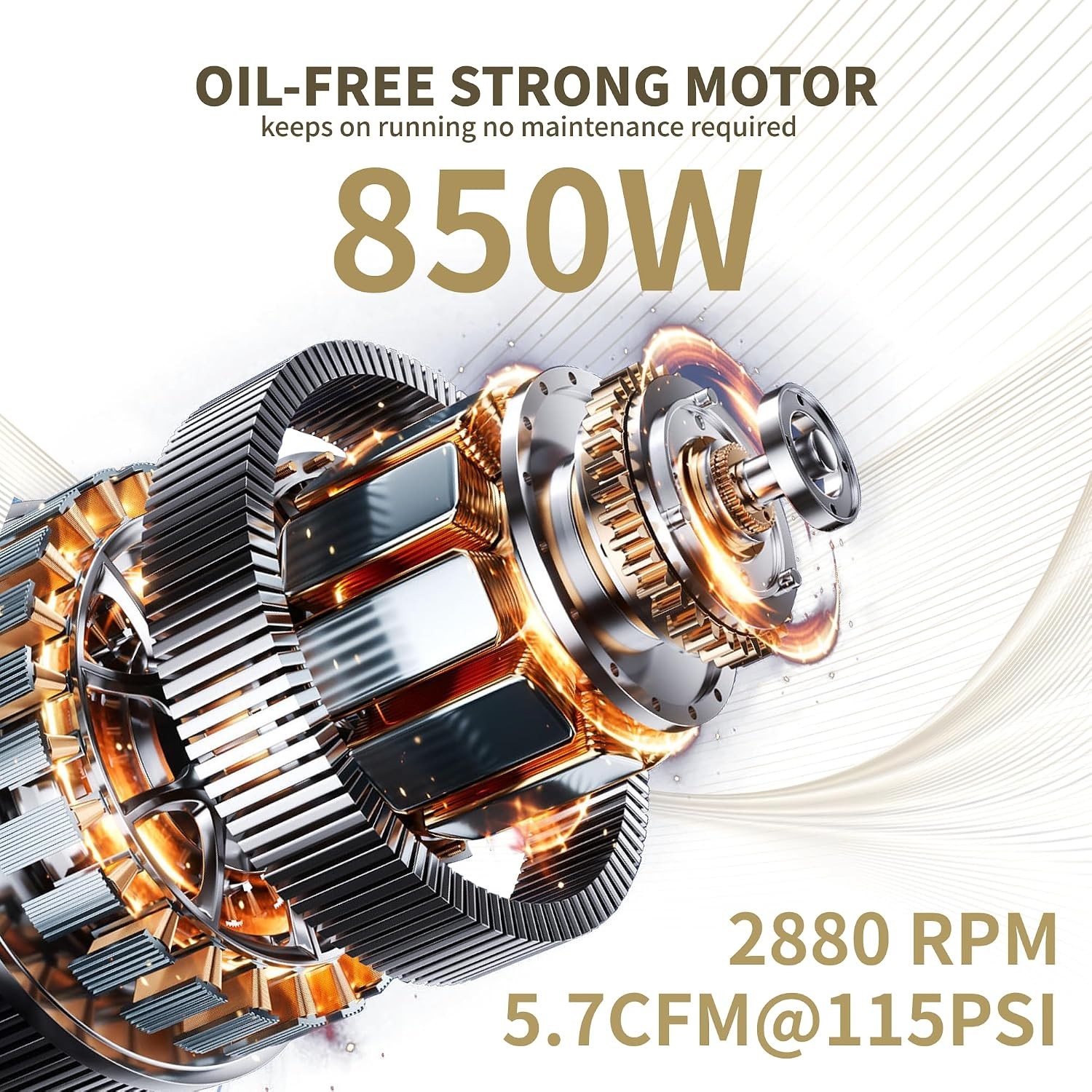 Quiet Compressor 2.4Gal 115PSI 70dB Oil Free MZB