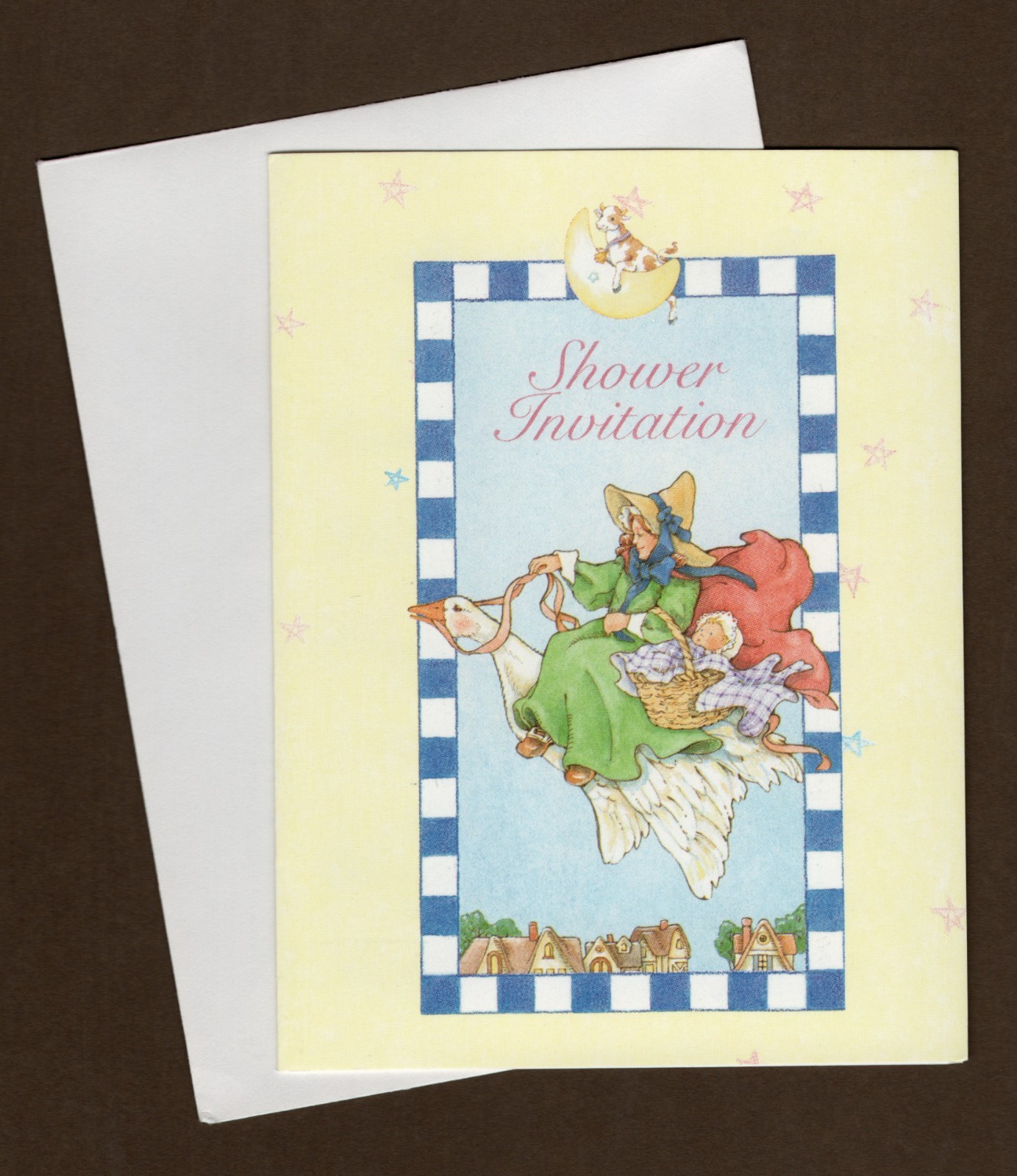 Vintage Mother Goose Baby Shower Invitation, ONE Card 1995 Unisex