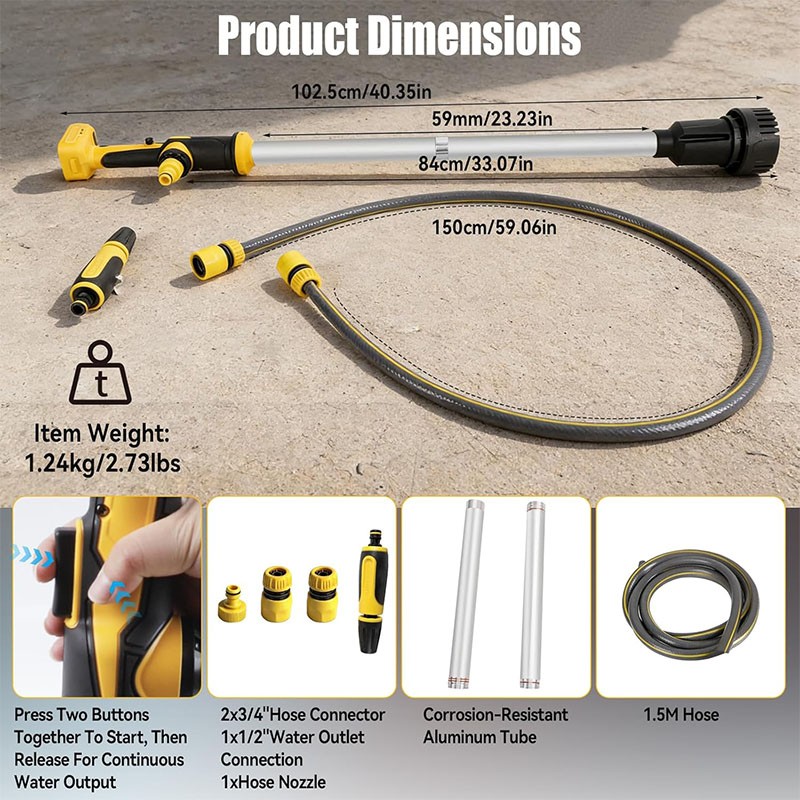 Brushless Cordless Stick Water Transfer Pump for Dewalt 20V Battery (No Battery)