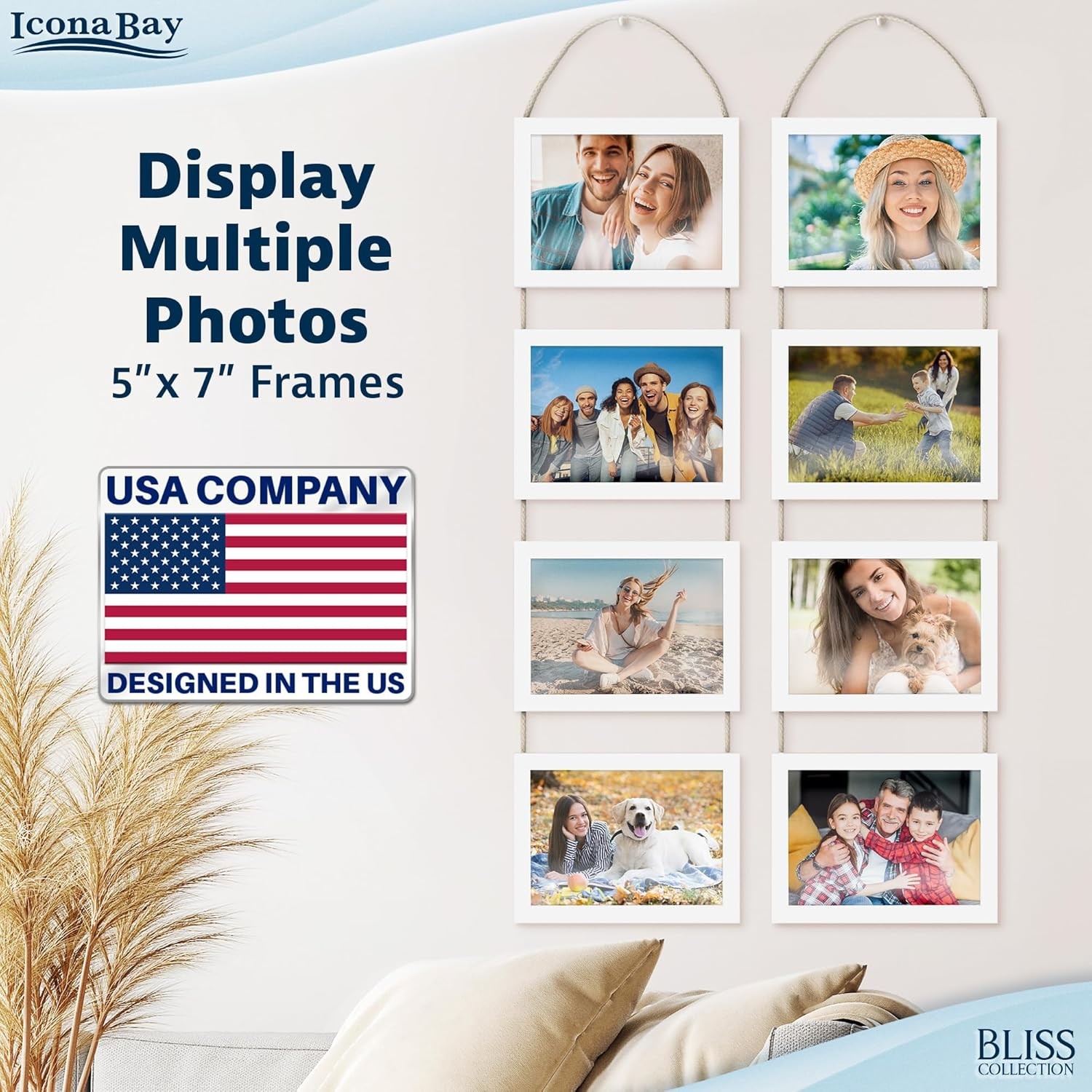 2-PK 5×7 Wall Hanging Collage Picture Frames w/ Total 8 Openings Engineered Wood