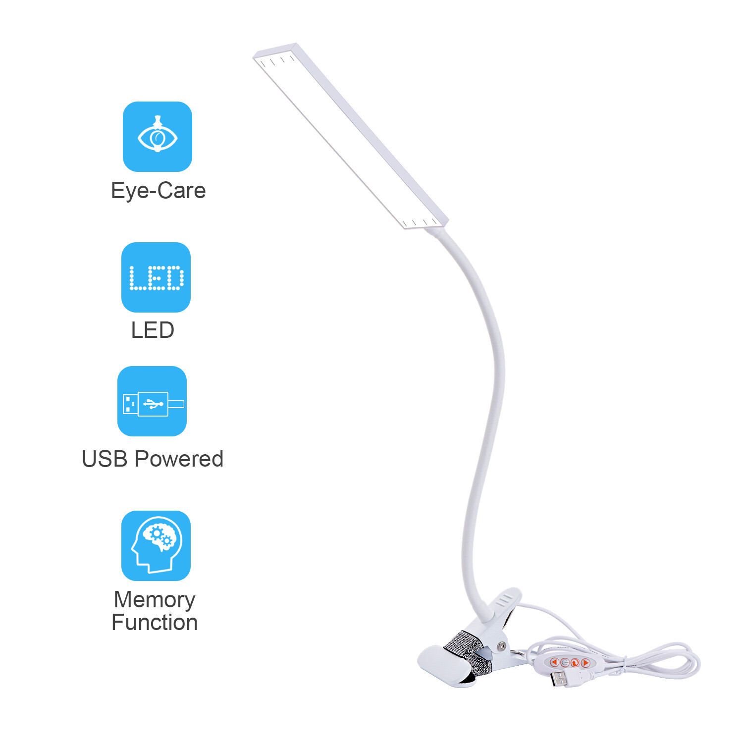 Adjustable LED Lamp Dimmable Clip-On Desk Lamp Flexible Reading Light Flexible
