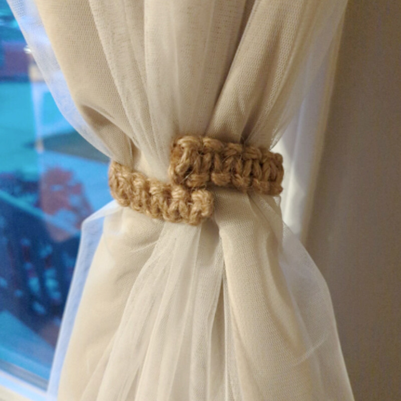 4X Twist Curtain Buckles Jute Braided Curtain Tie Rope Tieback Holder Clips US