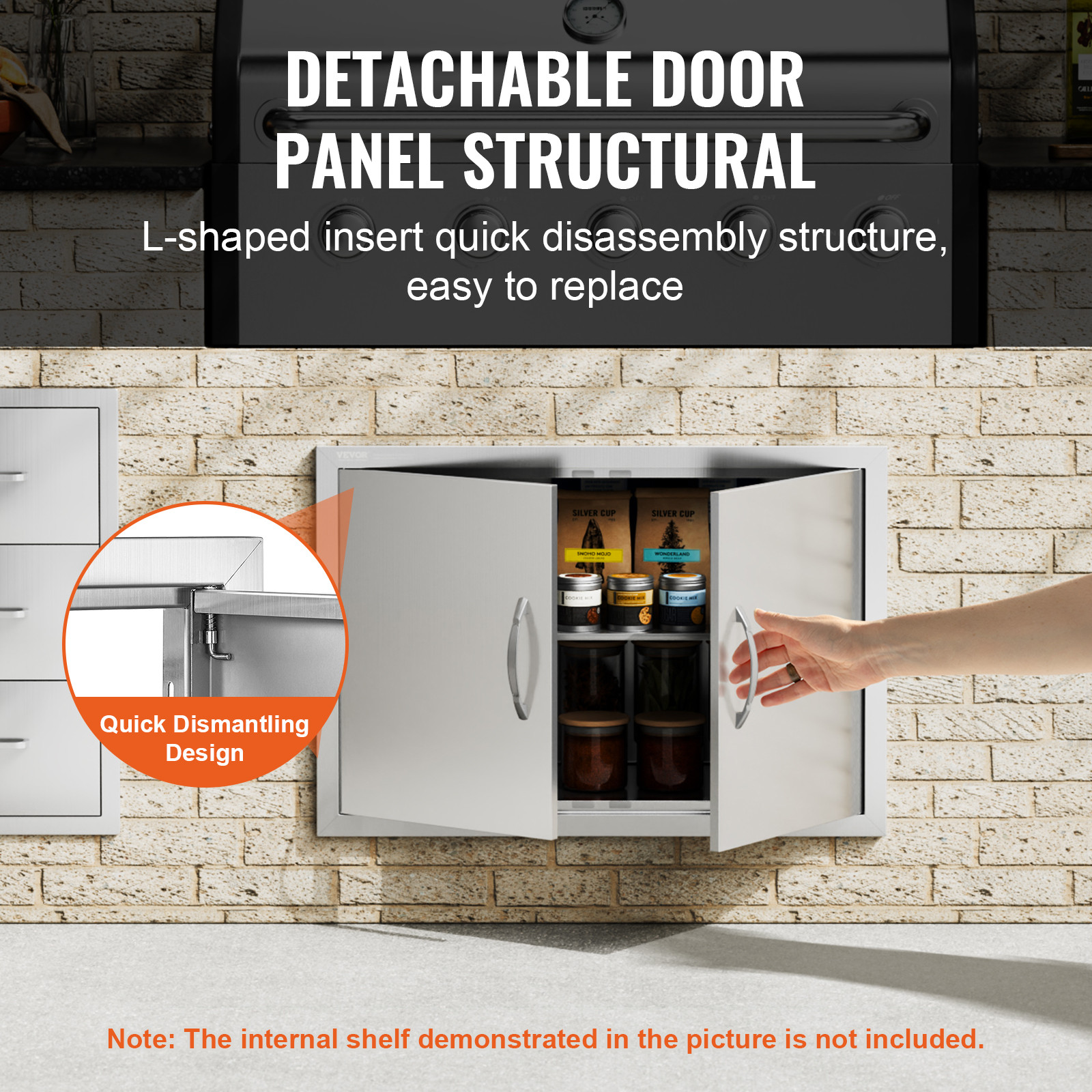 VEVOR 30×21 Inch BBQ Island Access Door Outdoor Kitchen Door Stainless Steel