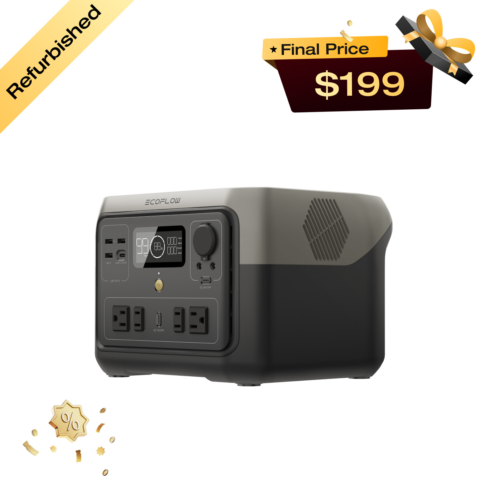EcoFlow RIVER 2 Max Power Station 512Wh LFP Generator Certified Refurbished