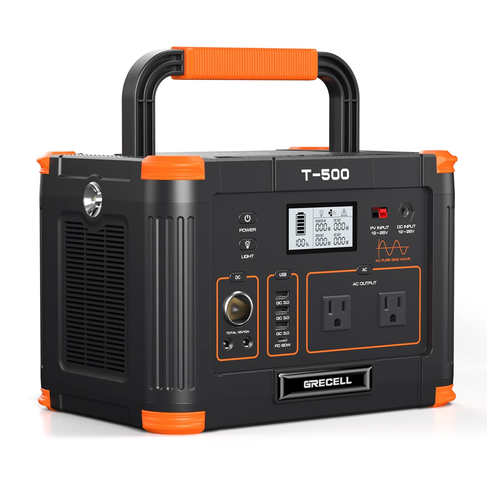 Portable Power Station 500W(Peak 1000W), 519Wh Outdoor Solar Generator Backup…