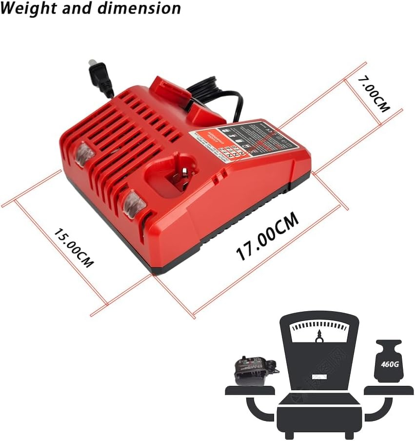For Milwaukee 48-11-2460 48-11-2401 48-11-2402 Battery M-18 12-18V M-12 Charger