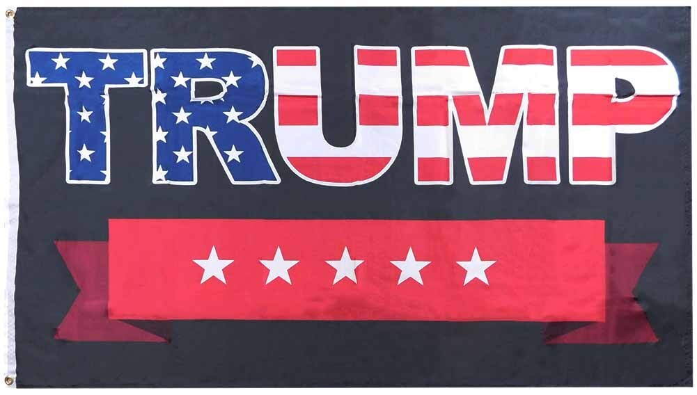 3×5 Trump 2024 5 Stars Patriotic Black 3’x5′ 100D Woven Poly Nylon Flag Banner