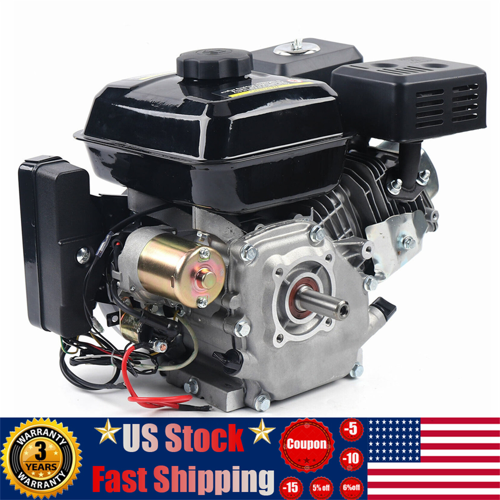 212cc4-Stroke 7.5 HP Electric Start Horizontal Engine Go Kart Gas Engine Motor