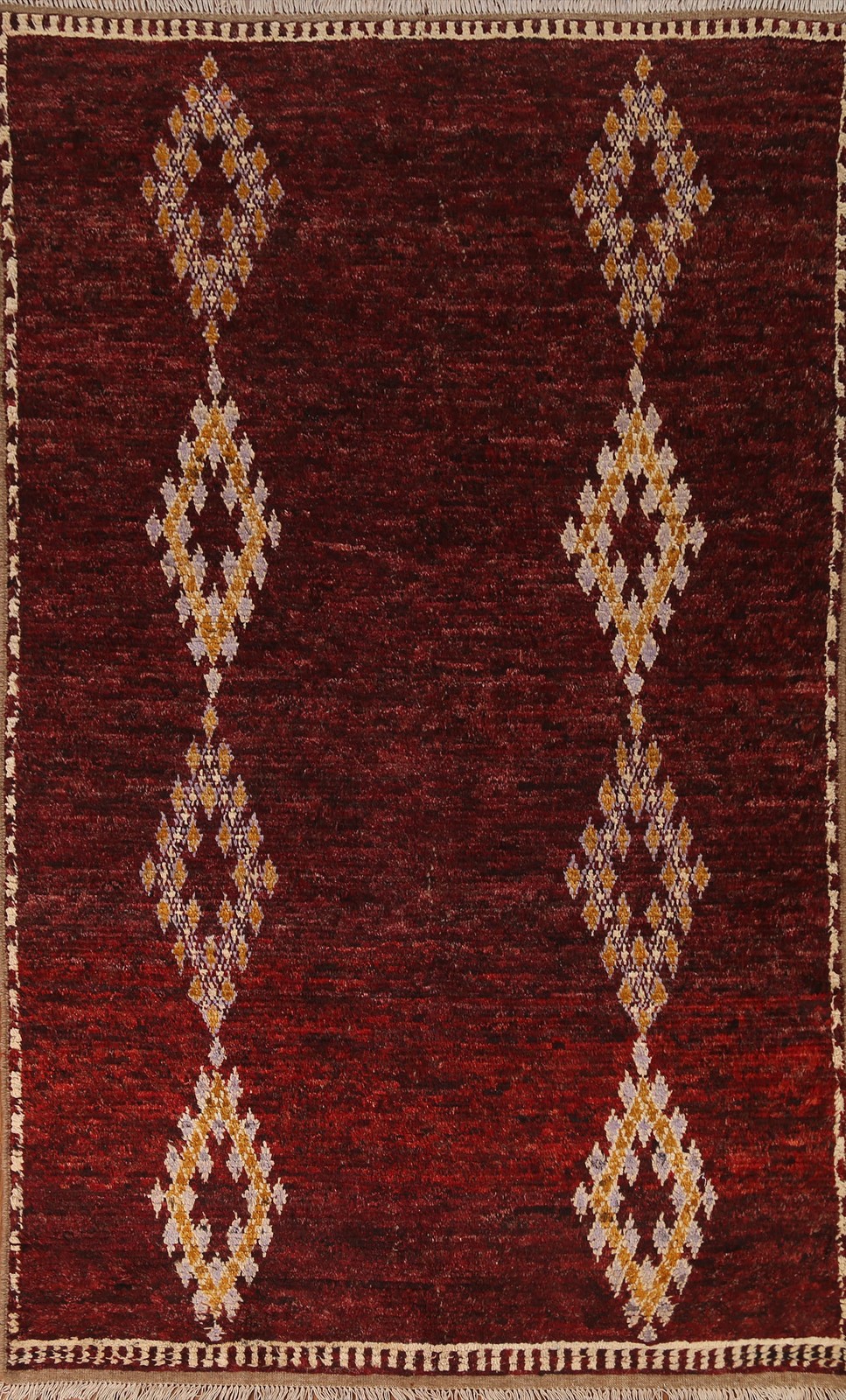 Burgundy Moroccan Area Rug 5×8 Handmade Wool Tribal Style Carpet for Any Room