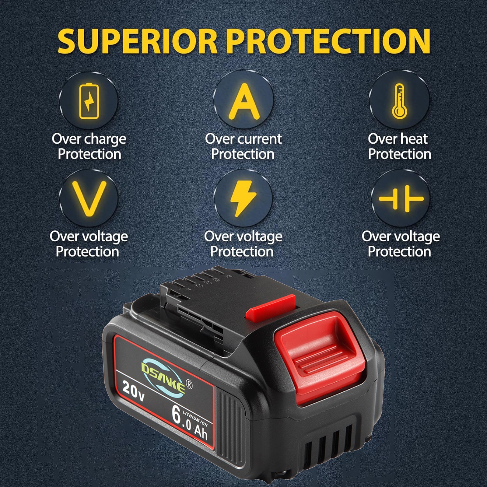 2Pack For DeWalt 20V 20 Volt Max 6.0AH Lithium Battery DCB206 DCB205-2 DCB201-2