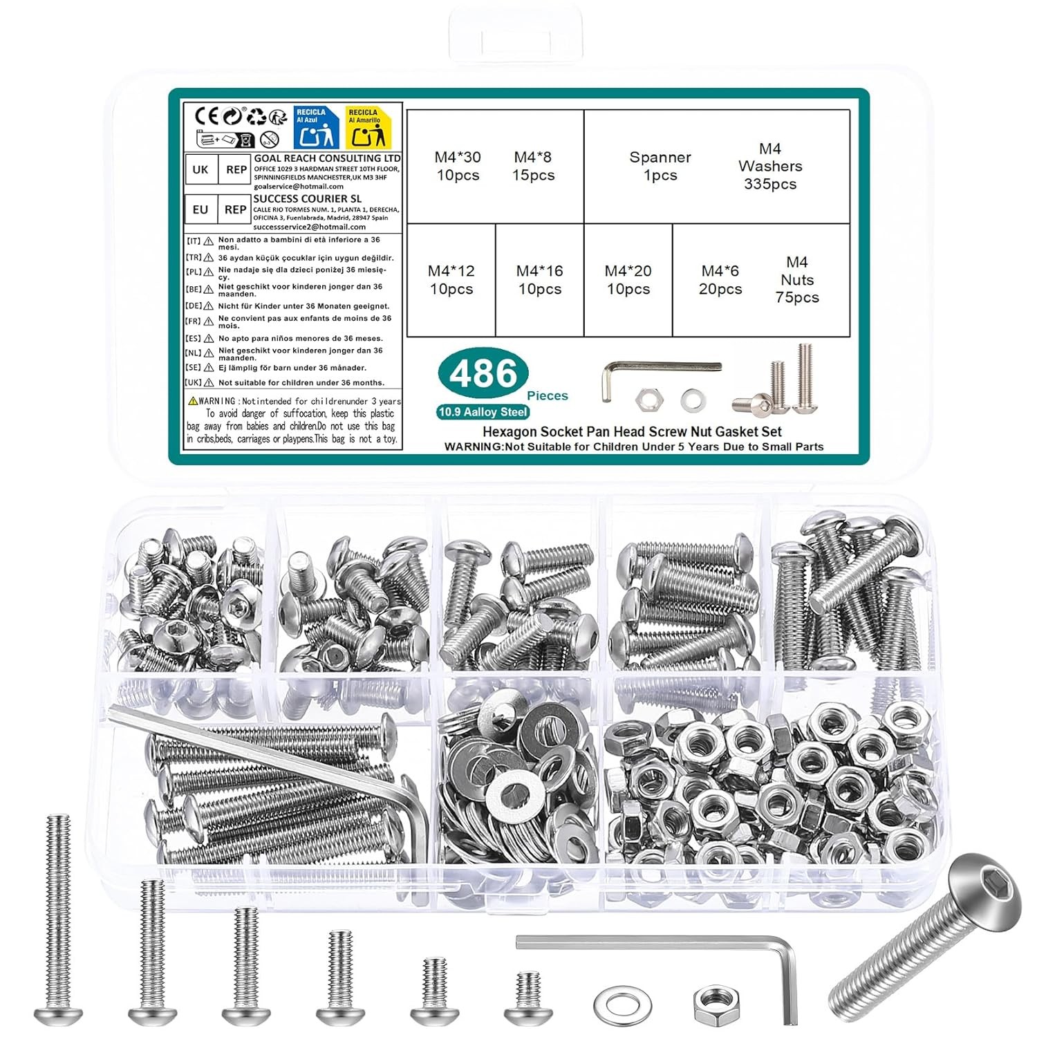 M2 M3 M4 M5 M6 M8 Hex Socket Button Head Cap Screw Bolts Nuts Assortment Kits