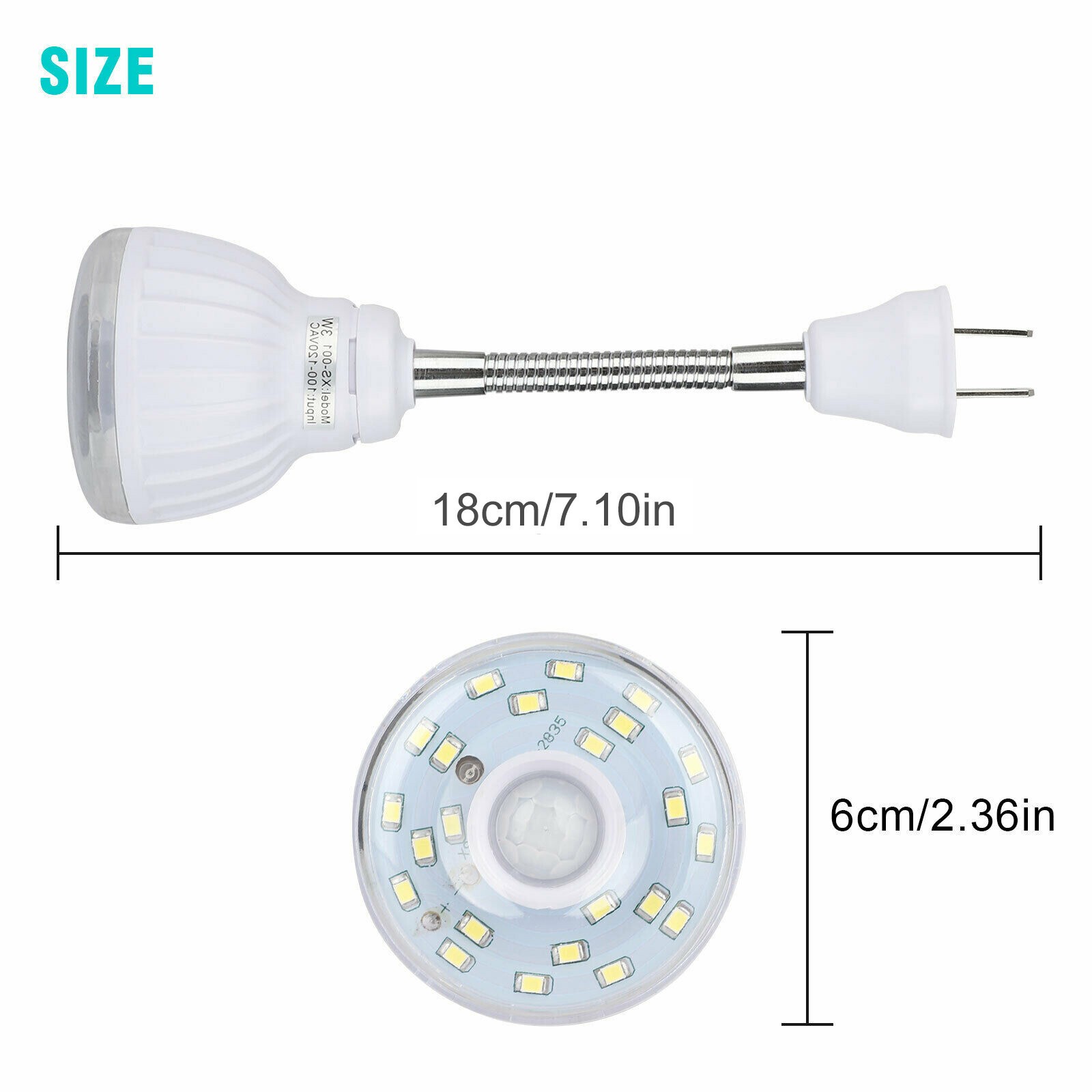 LED Sensor Night Light Motion-Activated AC Outlet Plug-In Wall Stair Lamp Indoor