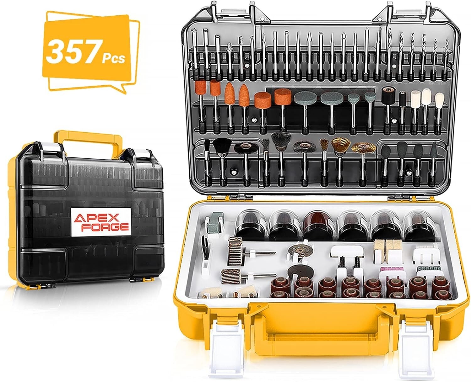 APEXFORGE M0 Rotary Tool Accessories Kit 357 Pcs 1/8″(3.2mm) Diameter Shanks NIB
