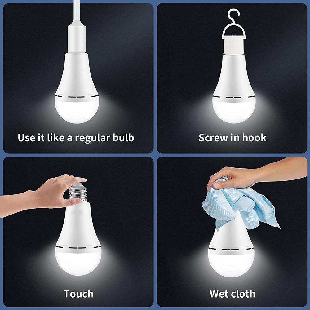4 Pack Rechargeable Emergency Light Bulbs for Power Outage Battery Operated Bulb