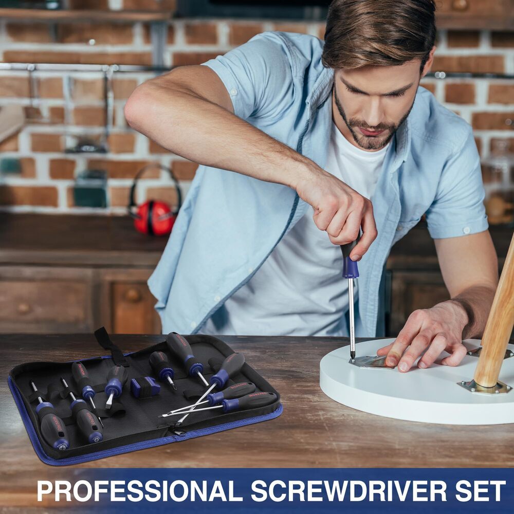 WORKPRO Magnetic Screwdriver Set 10-Piece Flat Head Phillips Slotted Screwdriver