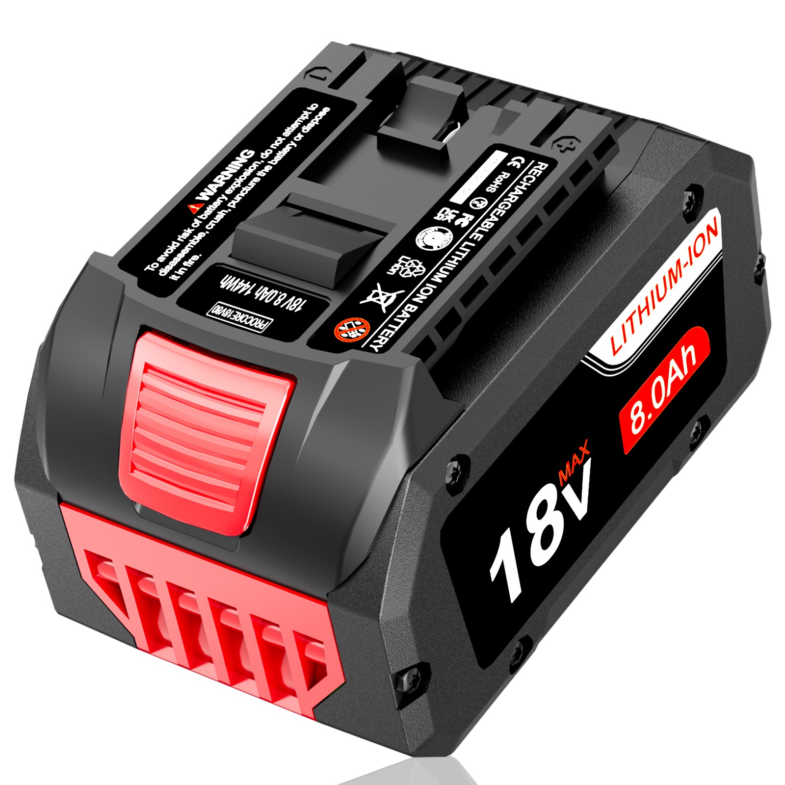 Pack 8.0Ah Li-Ion Battery For Bosch 18V BAT609 BAT618 BAT611 BAT620 BAT610G