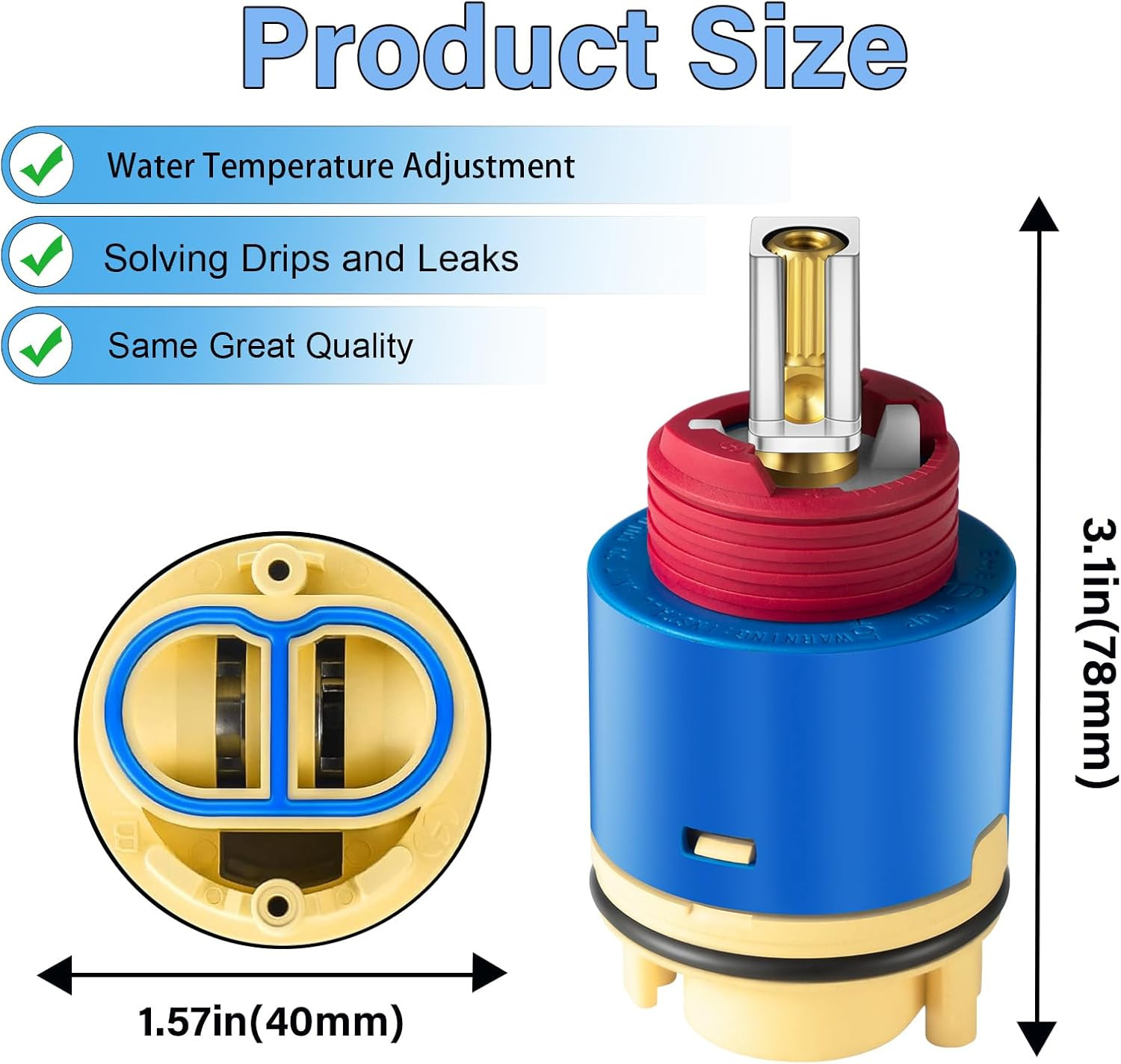 (1Pack) JH02BJ HL-40 Shower Cartridge Replacement,40Mm Ceramic Pressure Balance
