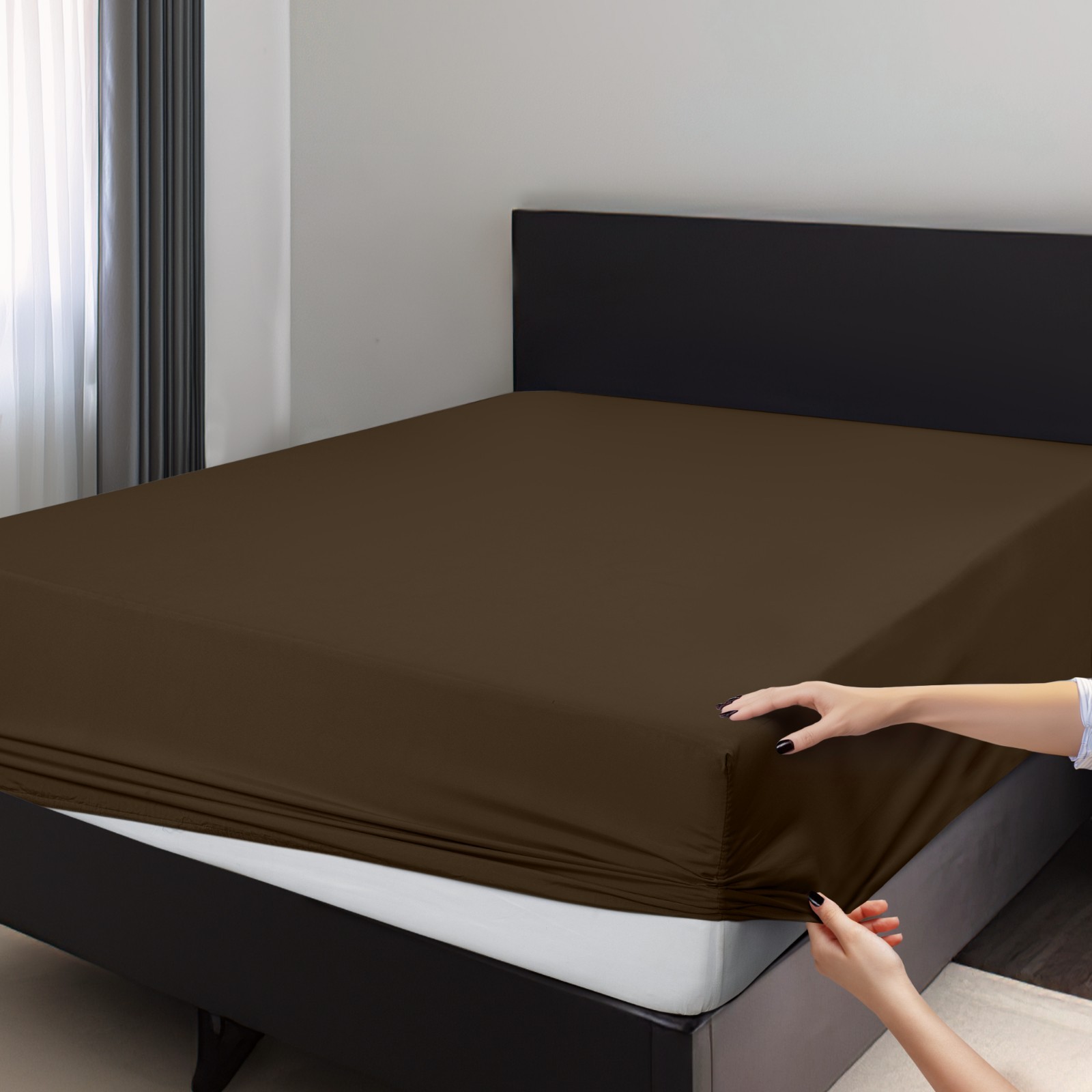 1800 Deep Pocket Fitted Sheet Queen King Fully Elastic Fitted Sheets Bed Sheets