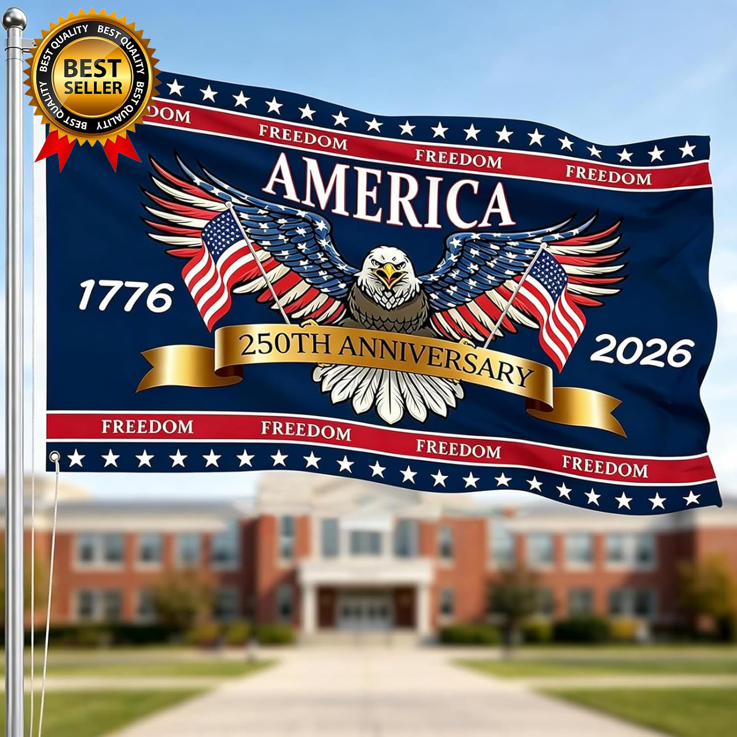 3 Ply 250 Years America Flag – Double Sided Patriotic Eagle 3 X 5 Ft Anniversary