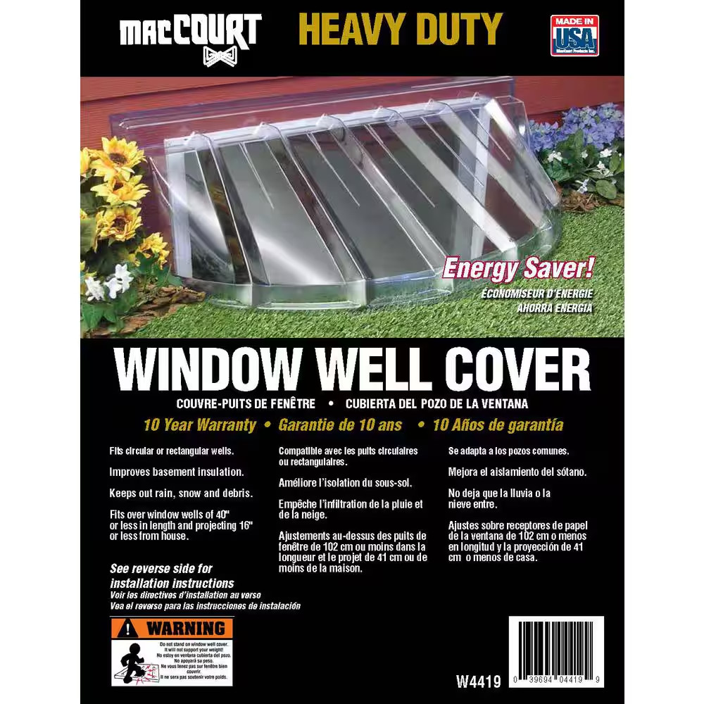 Window Well Cover Plastic Heavy-Duty Clear 19×15 in Basement Protector Durable