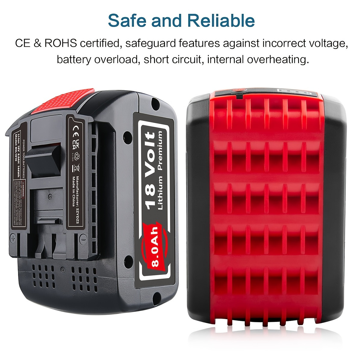 2PACK 18V Battery 18 VOLT 8.0AH Li-ion BAT609 BAT610G BAT618 24618-01 For Bosch