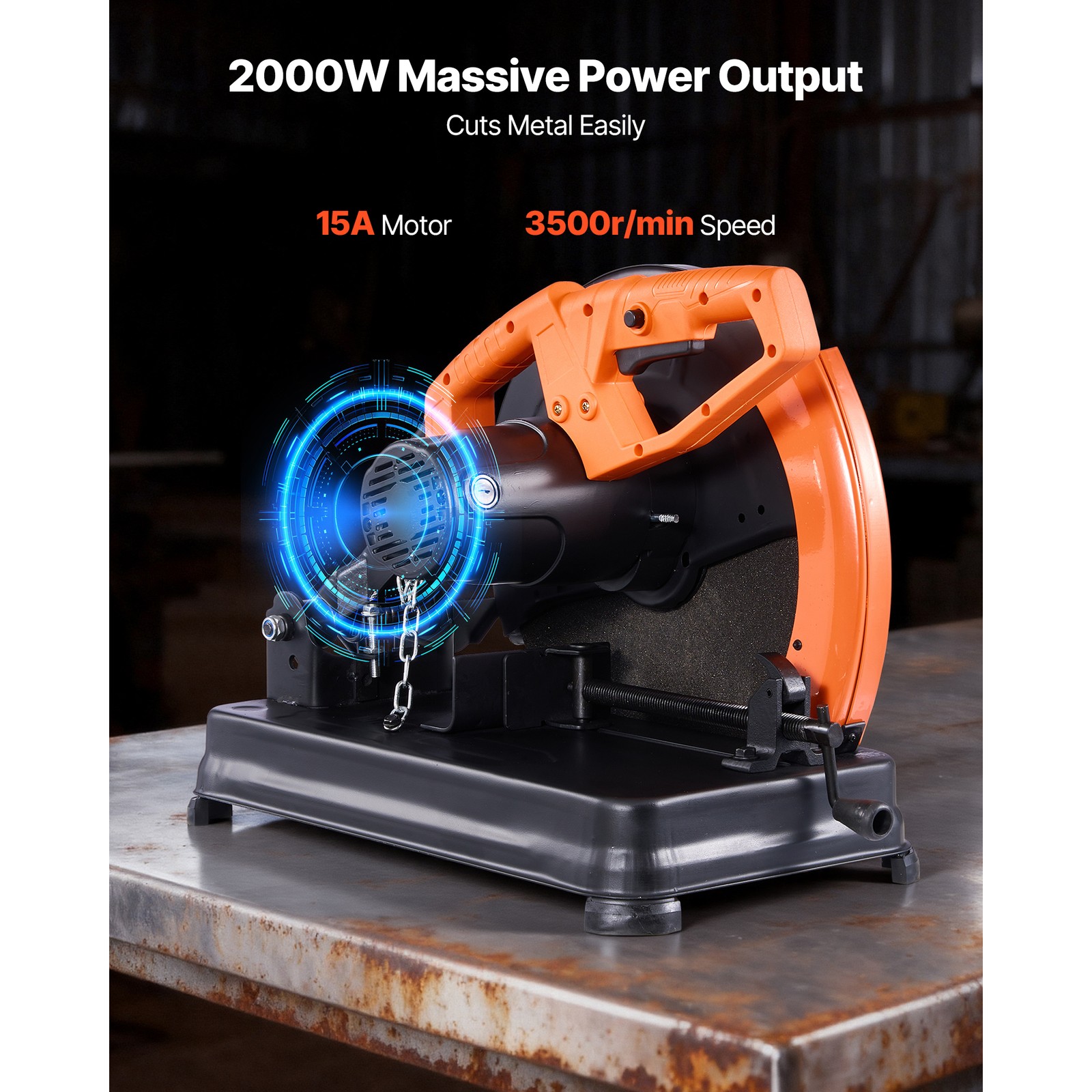 Uimoso 14-Inch Metal Cutting Chop Saw with Abrasive Wheel, 3500 RPM Speed