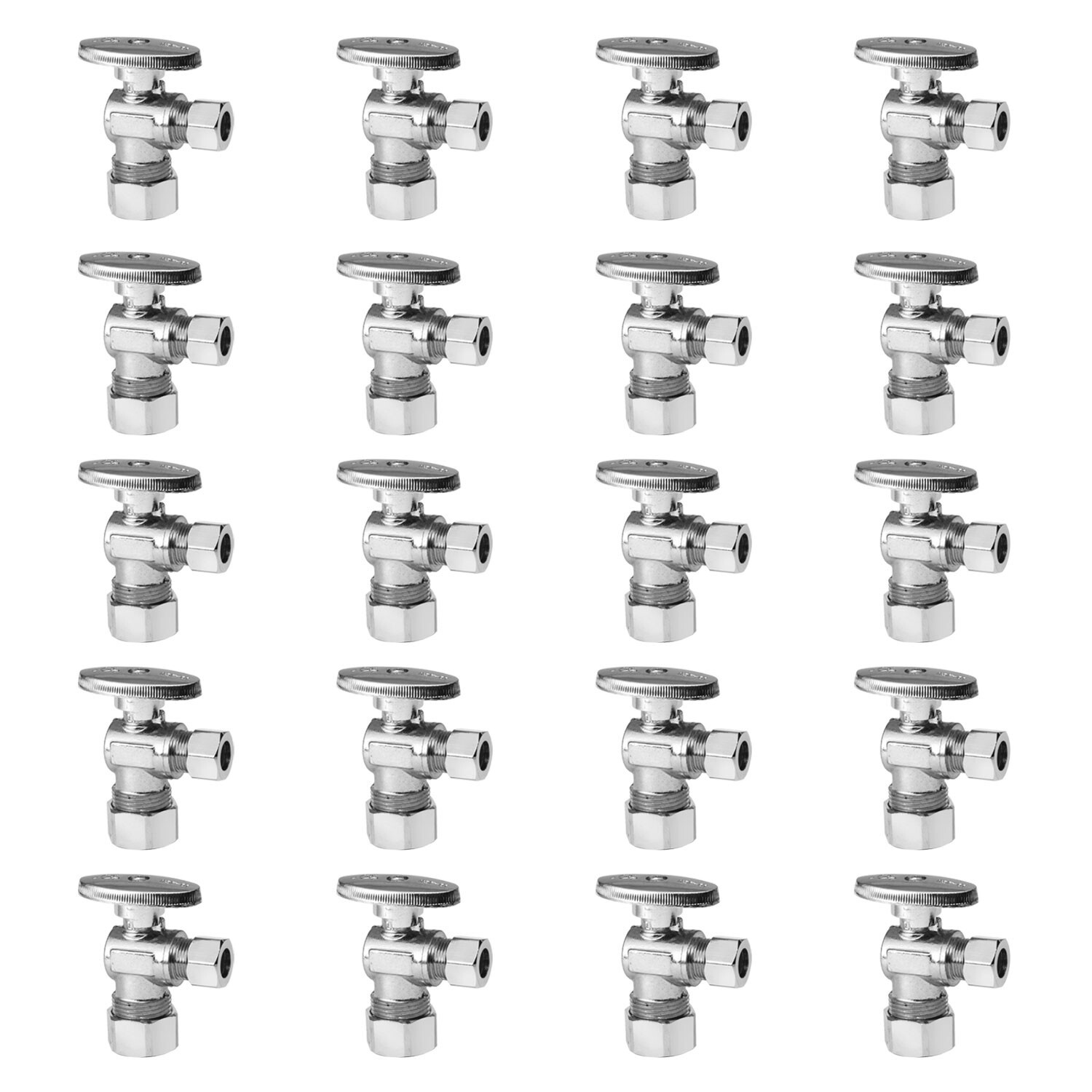 EFIELD 20PCS 5/8″ OD (1/2″ NOM) X 3/8″ OD 1/4TURN COMPRESSION ANGLE STOP VALVE