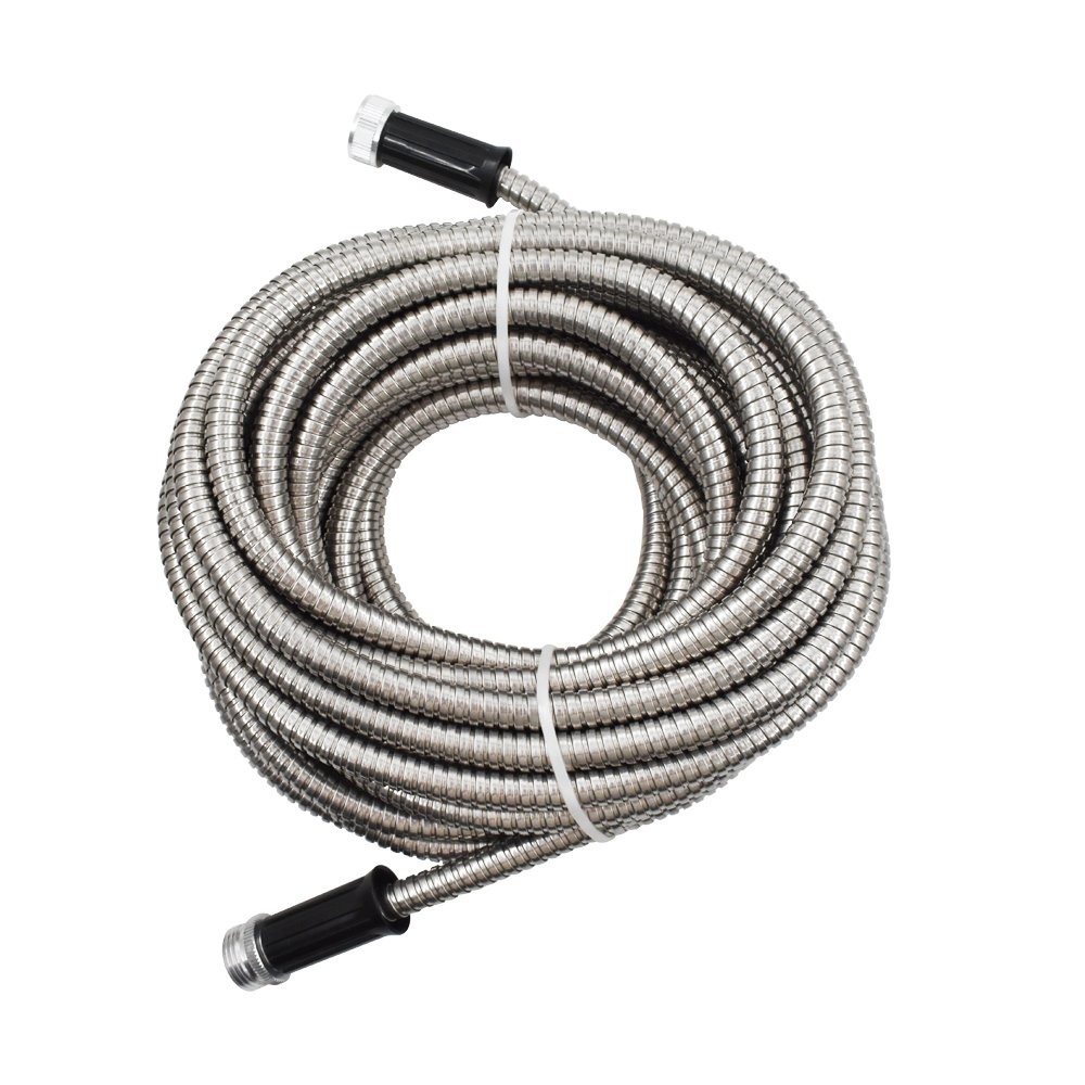 Stainless Steel Metal Garden Water Hose Pipe 25/50/75/100FT Expandable Flexible