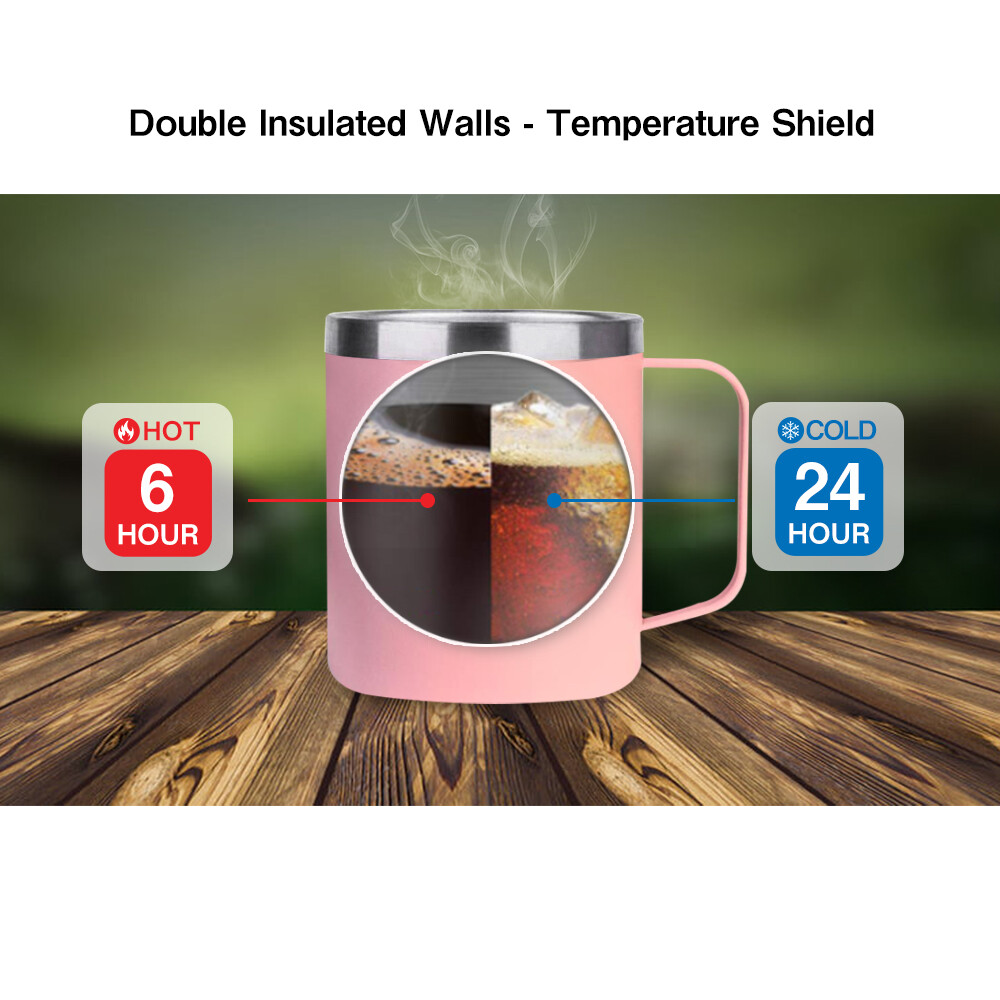 14oz Coffee Mug Slider Lid Stainless Steel Vacuum Double Wall Insulation Tumbler