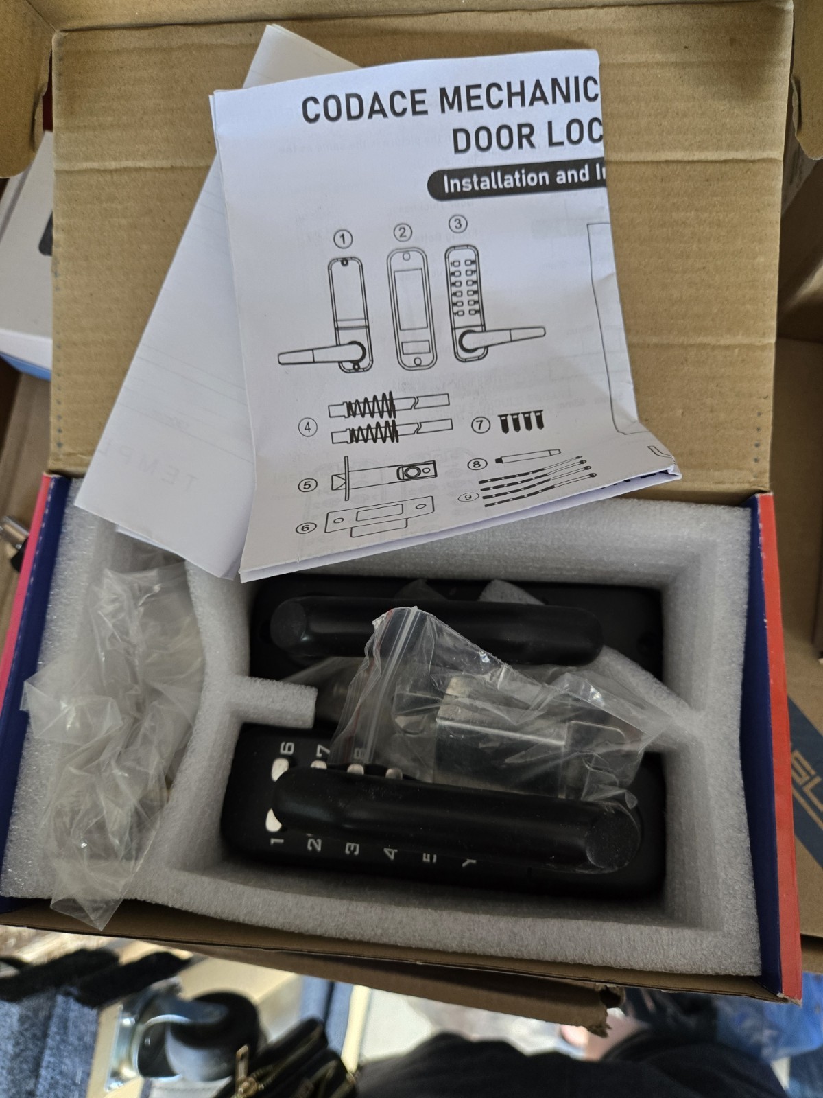 Codace Mechanical Keyless Door Lock Matte Black Metal Universal Reversible