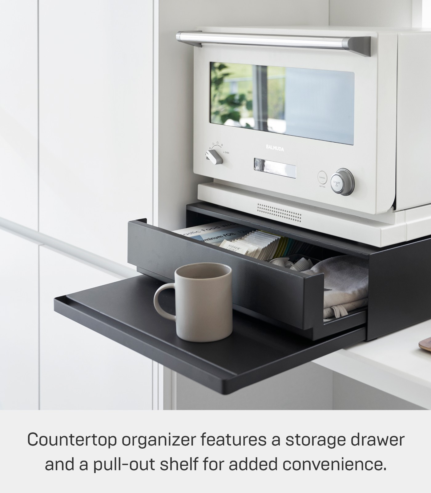 Yamazaki Home TOWER Kitchen Countertop Organizer Appliance Stand with Drawer