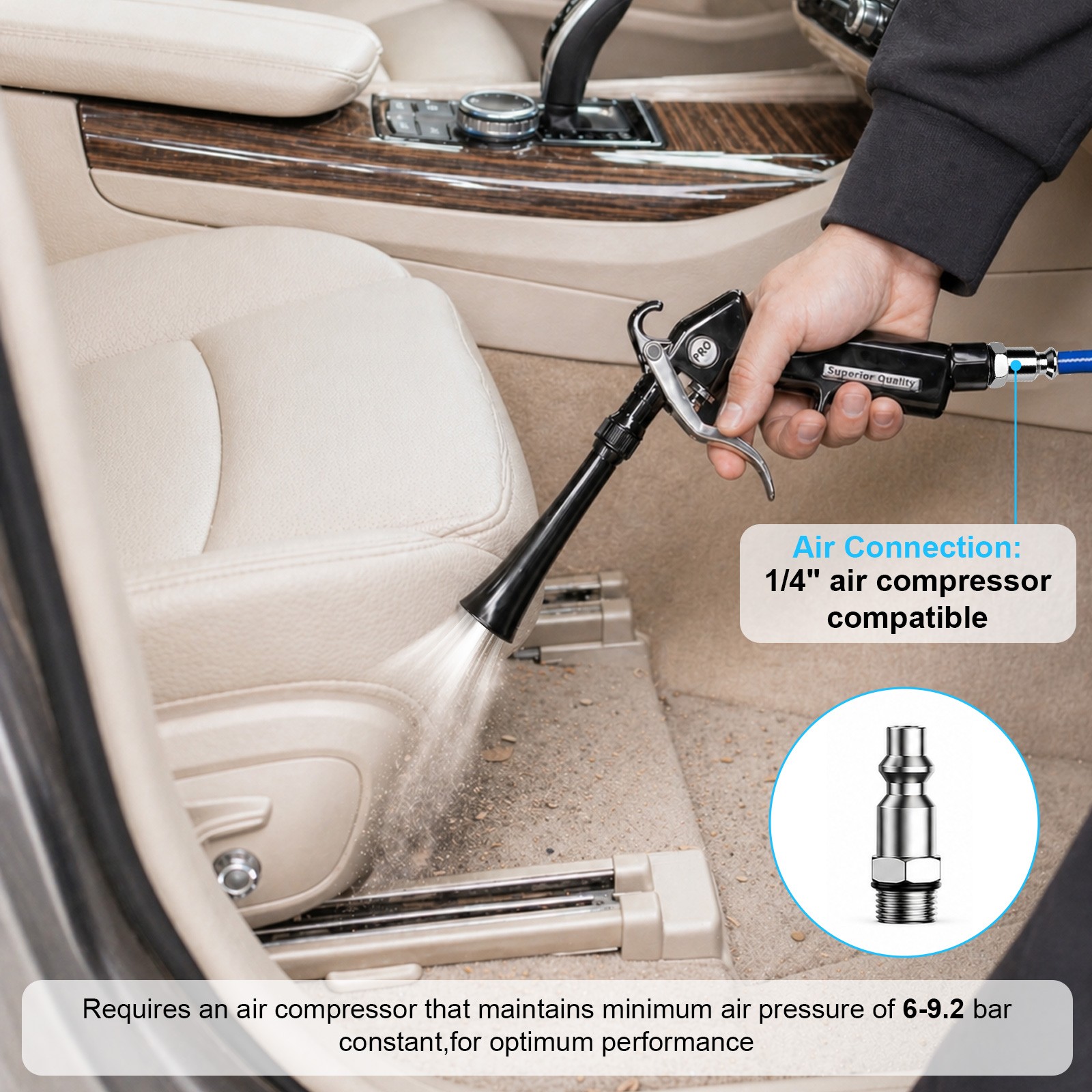 2-in-1 High-Pressure Car Interior Detailing Air Blow Gun Tornado Cleaning Tools