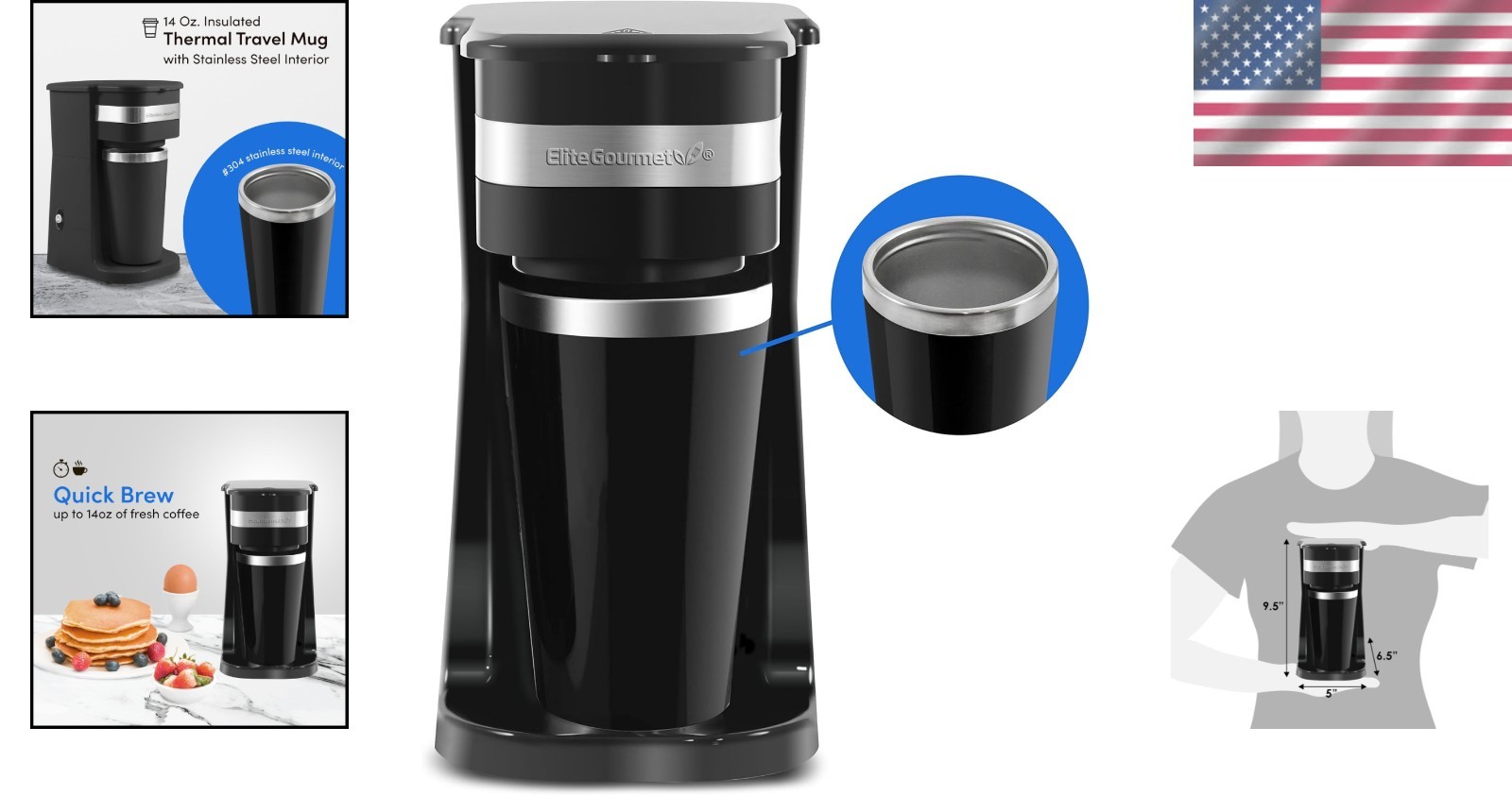 Programmable Modern Coffee Maker – Brews in 60 Seconds, Black & Stainless Steel