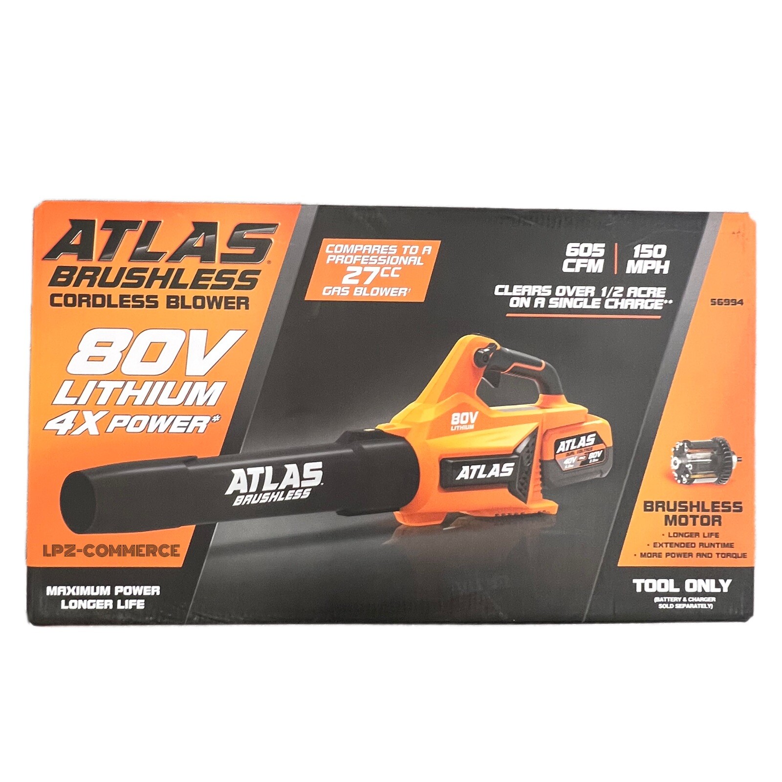 NEW Atlas 80v Brushless Cordless Leaf Blower 150mph Blower – Tool Only