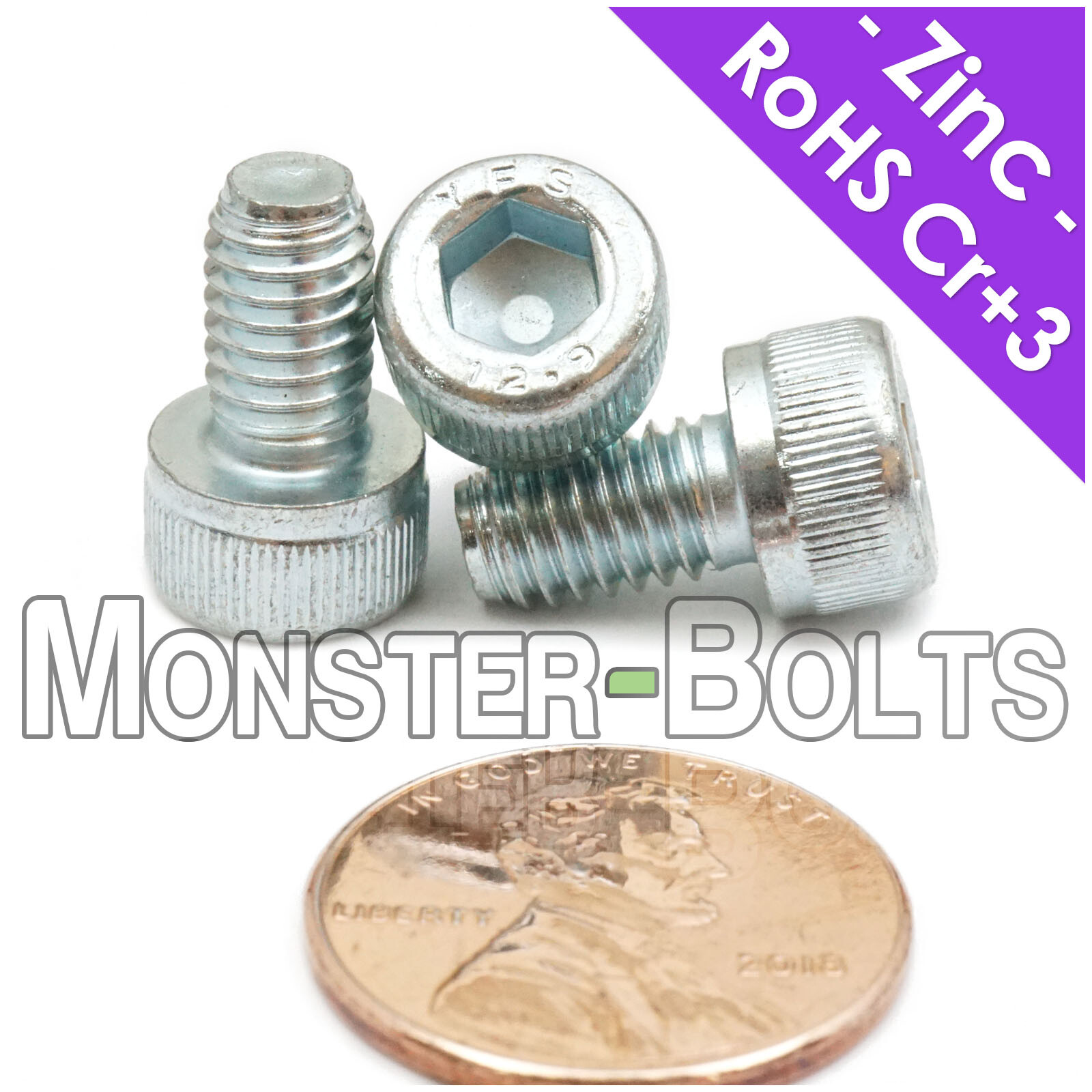 M6 Socket Head Cap Screws, Zinc Plated Heavy-Duty Class 12.9, Metric Coarse 1.0
