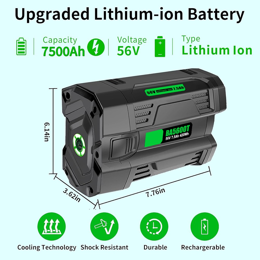7.5Ah 56V Lithium-ion Battery For EGO BA5600T BA4200T BA2800 BA1400T CH2100 NEW