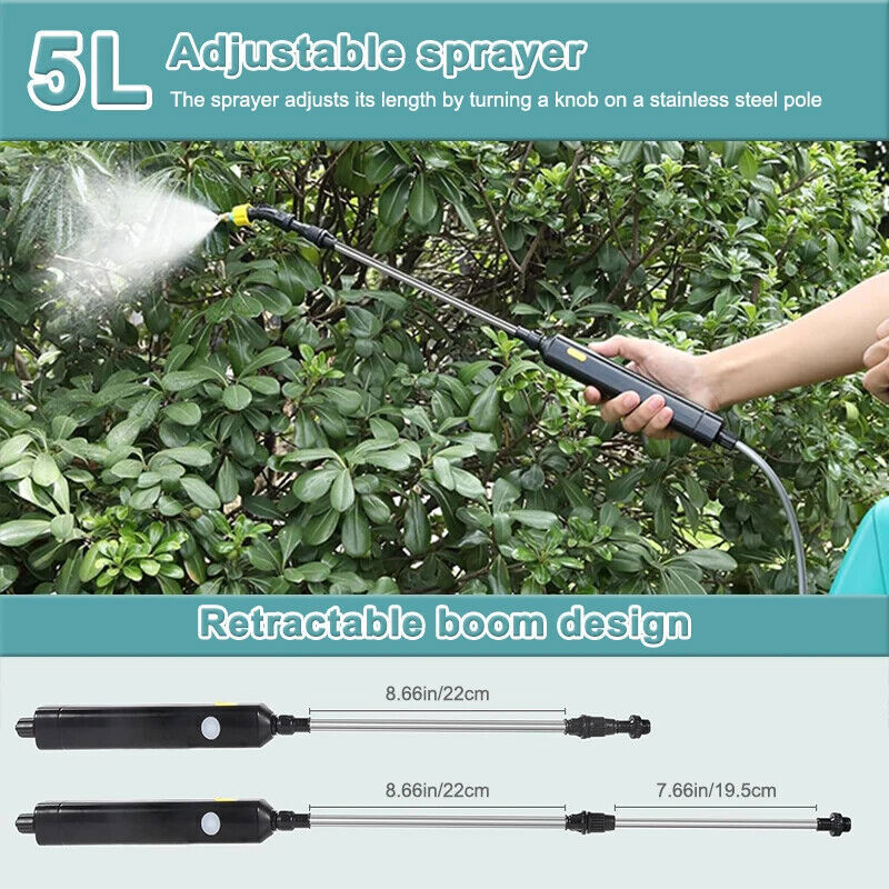 Garden Battery Powered Sprayer, Electric Power Operated Weed Sprayer 5L/1.35gal