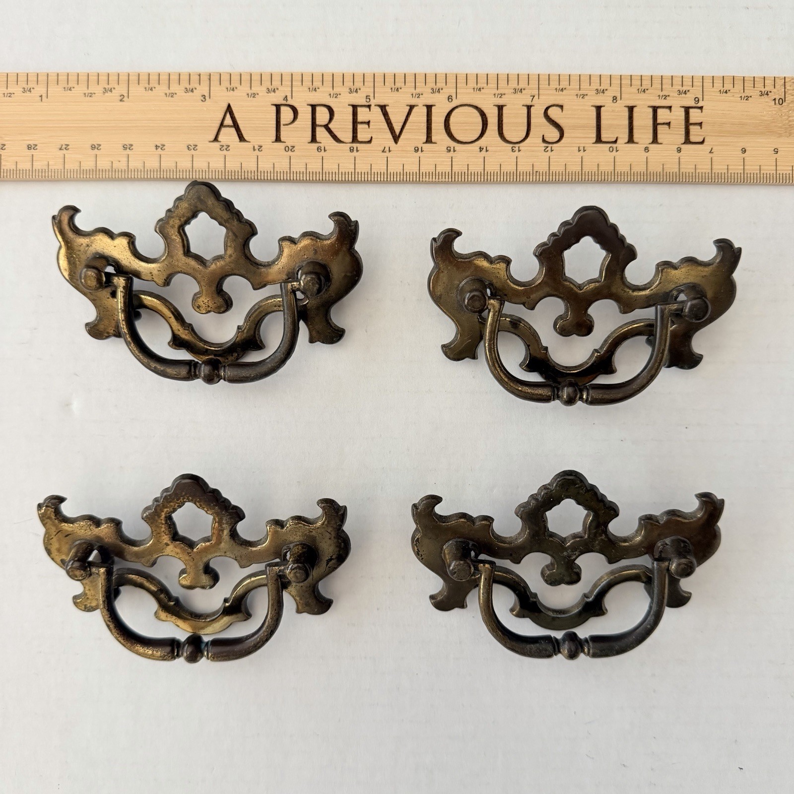 4 Vintage BELWITH Brass HARDWARE Furniture Bail Pulls BPC 21000