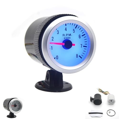 RPM Tachometer Gauge, Car Digital Meter 0-8000RPM with Blue Backlight for 1-8