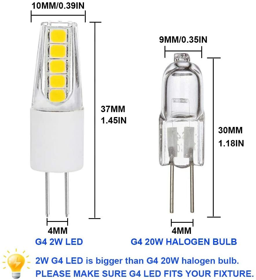 5pack G4 2WLED Light Bulbs 3000K /6000K Lighting Non-Dimmable Landscape LED Bulb