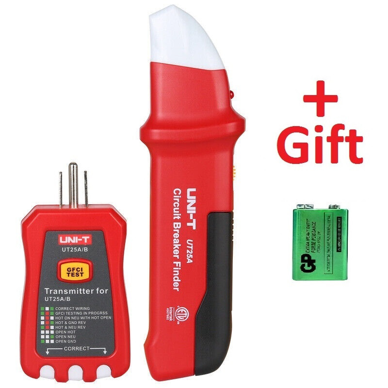 UT25A Digital Circuit Breaker Finder Tool with GFCI Outlet Socket Tester 90-120V