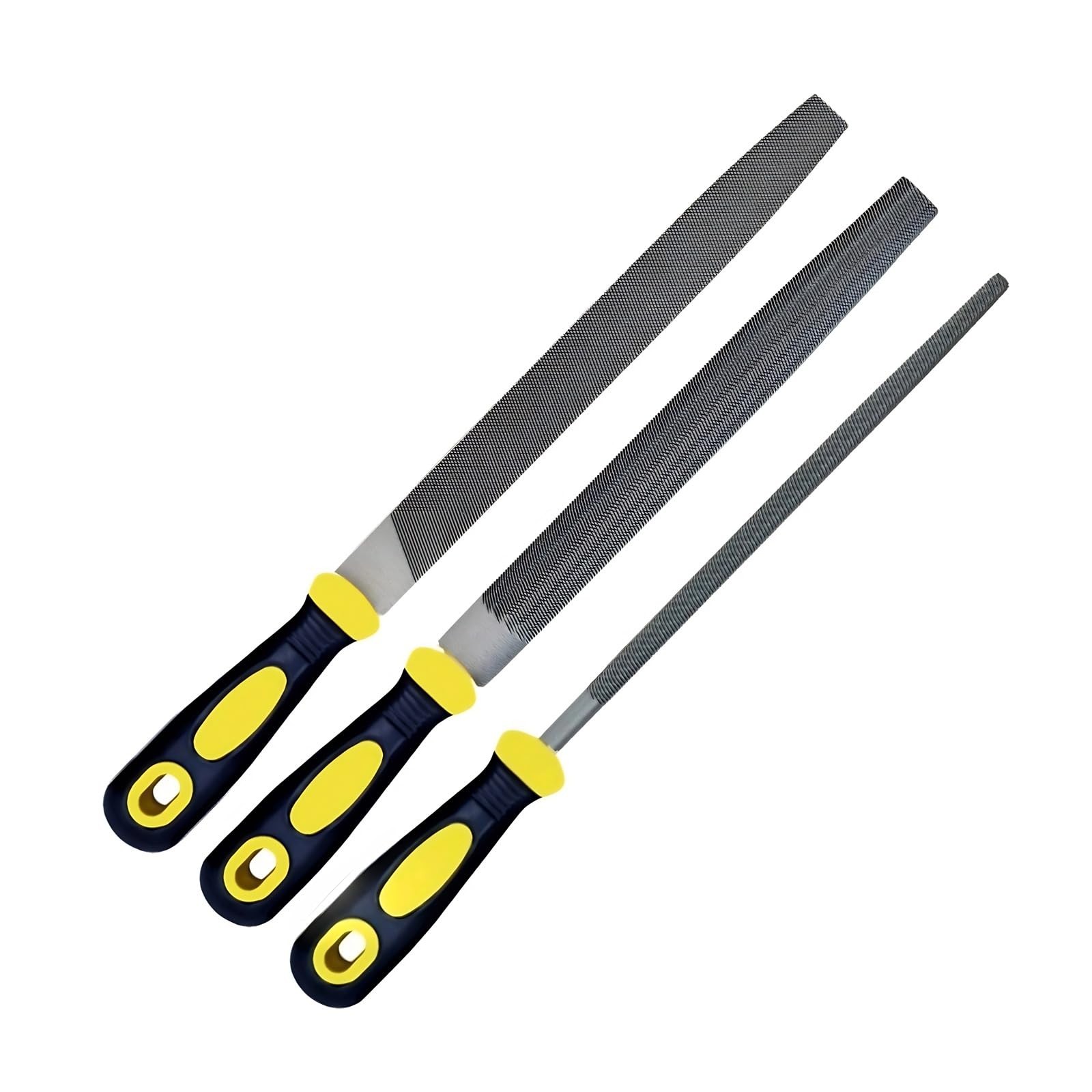 3 pcs Metal File Set, 8-inch,Professional High Carbon Steel File, Includes Flat