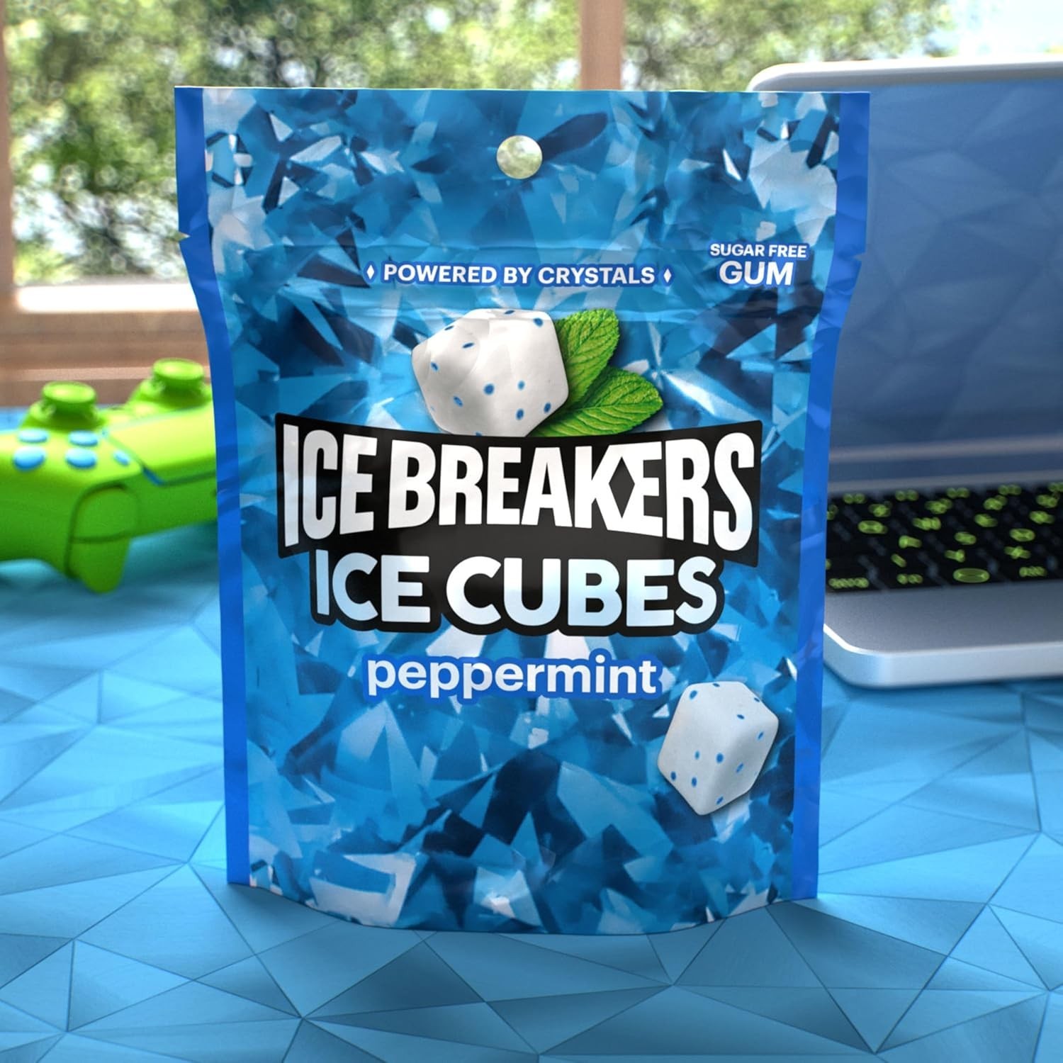 ICE BREAKERS Ice Cubes Peppermint Gum 100ct – Sugar Free, 8.11oz Pouch