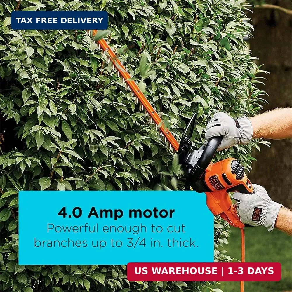 BLACK+DECKER 22″ Electric Hedge Trimmer, Lightweight 4.0 Amp Corded Dual Action