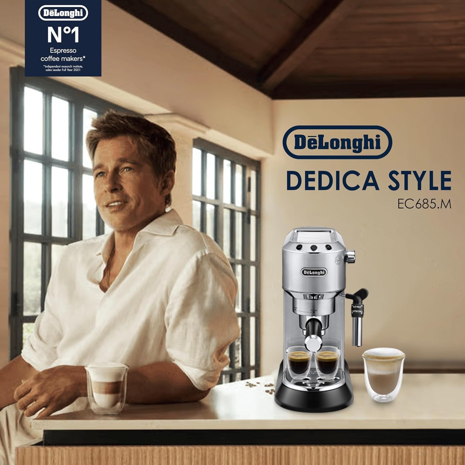 Delonghi EC685M Dedica Automatic Espresso Cappuccino Maker Machine 35oz Metallic