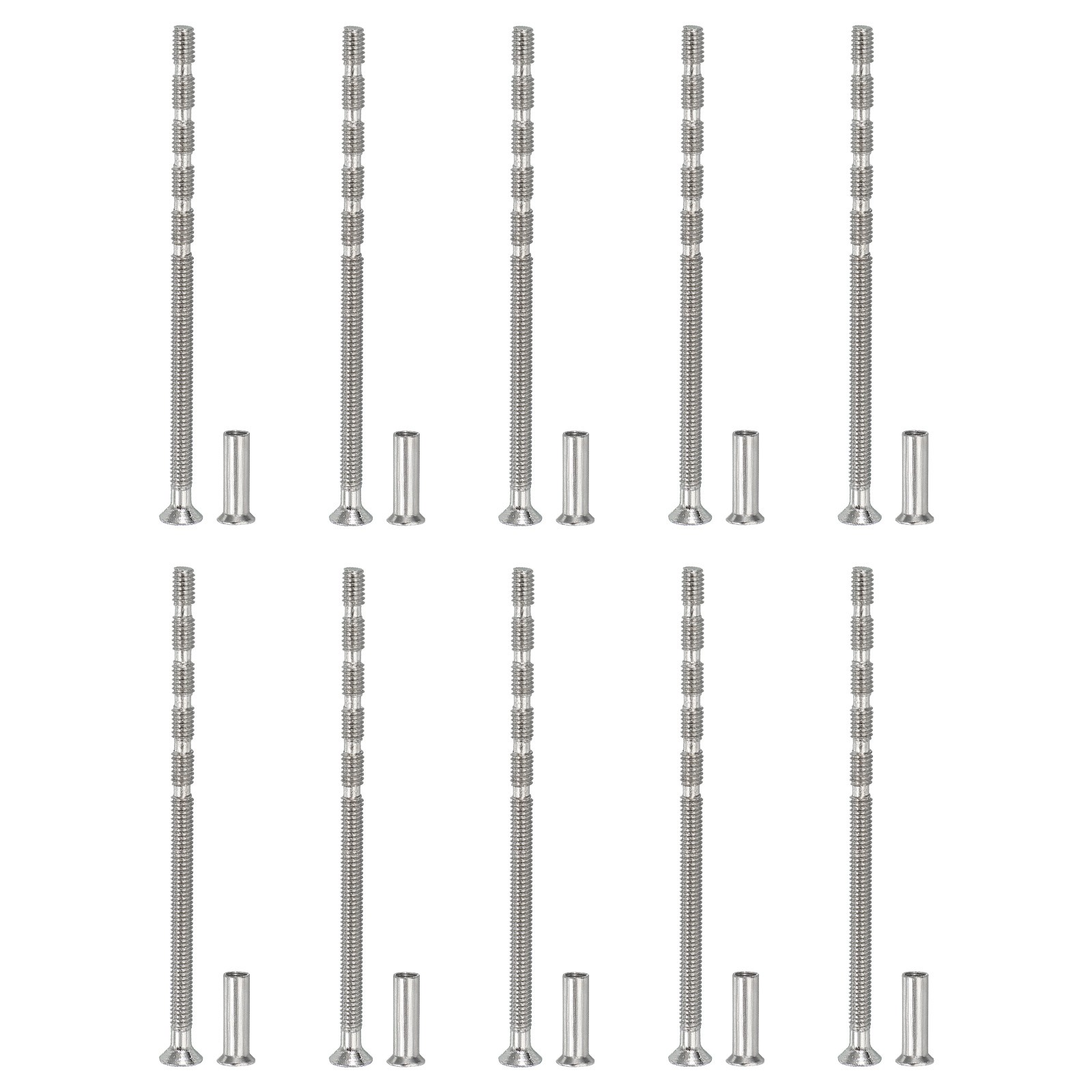 10 Set M4x80 Cabinet Screw Flat Countersunk Break Away Screw with Sleeve