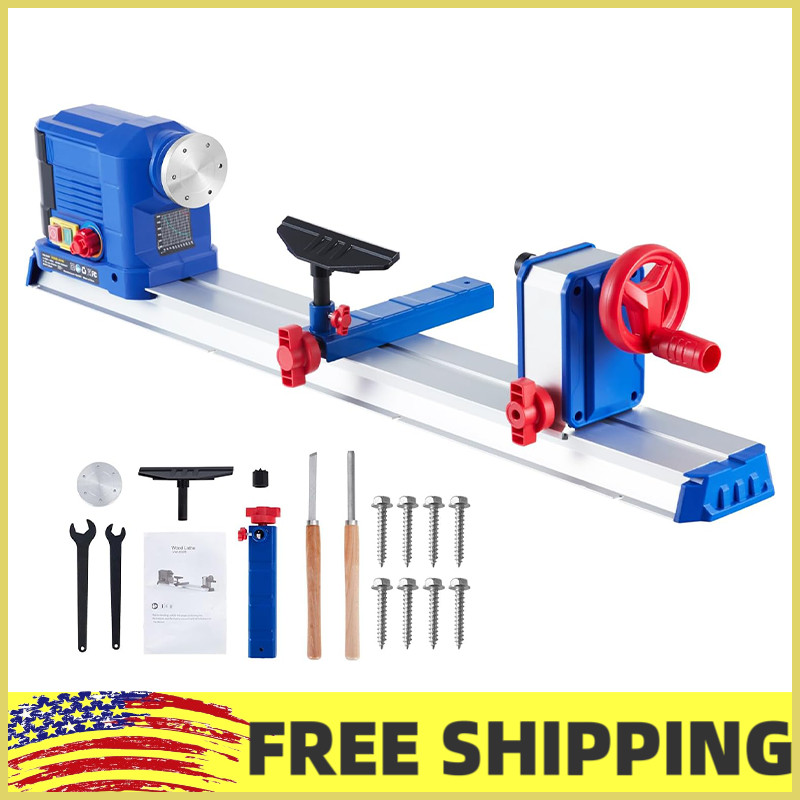 10″x 24″ Benchtop Wood Lathe Machine, 0.8 HP 600W Wood Lathe Machine with Wrench