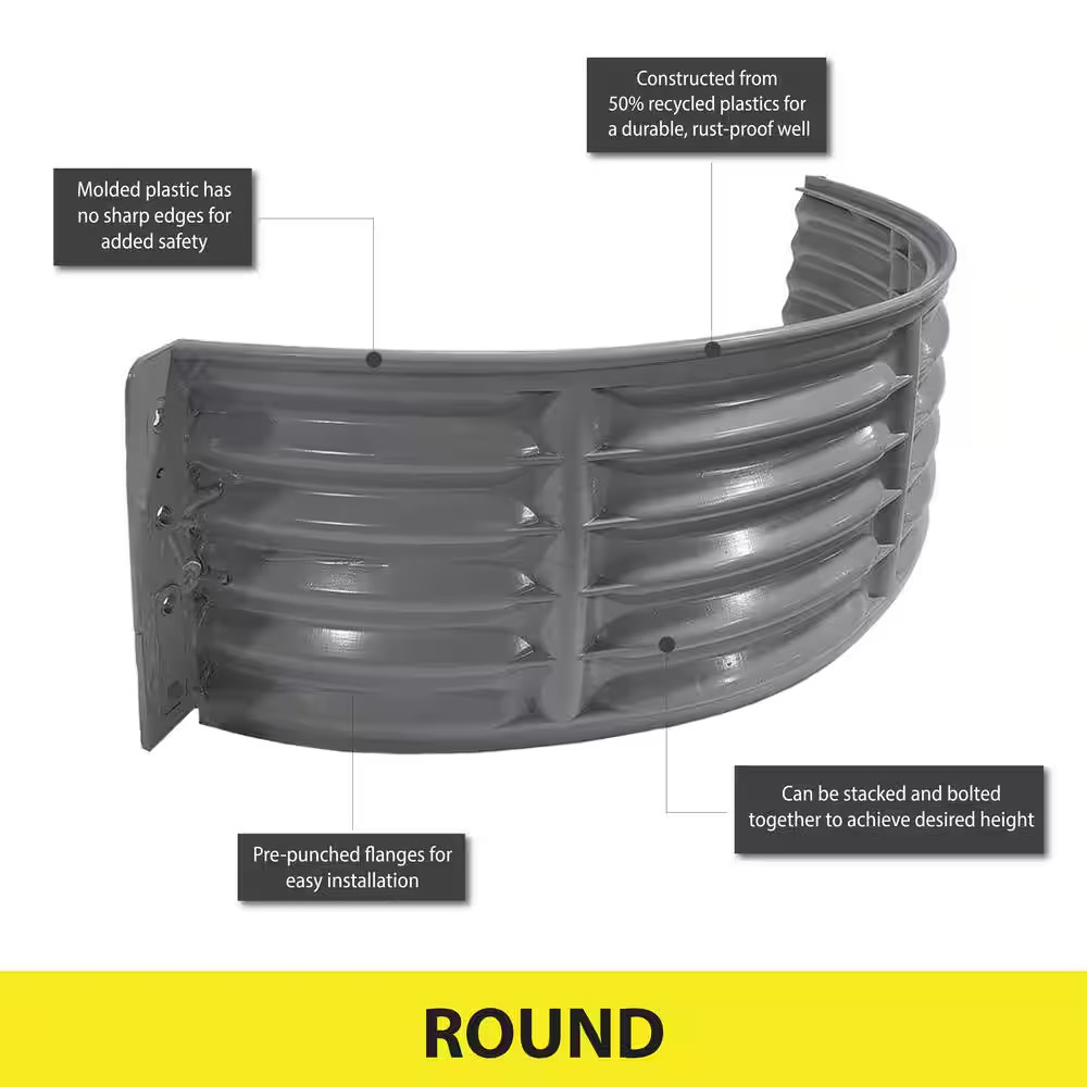 37 In. X 12 In. round Plastic Window Well Free Shipping