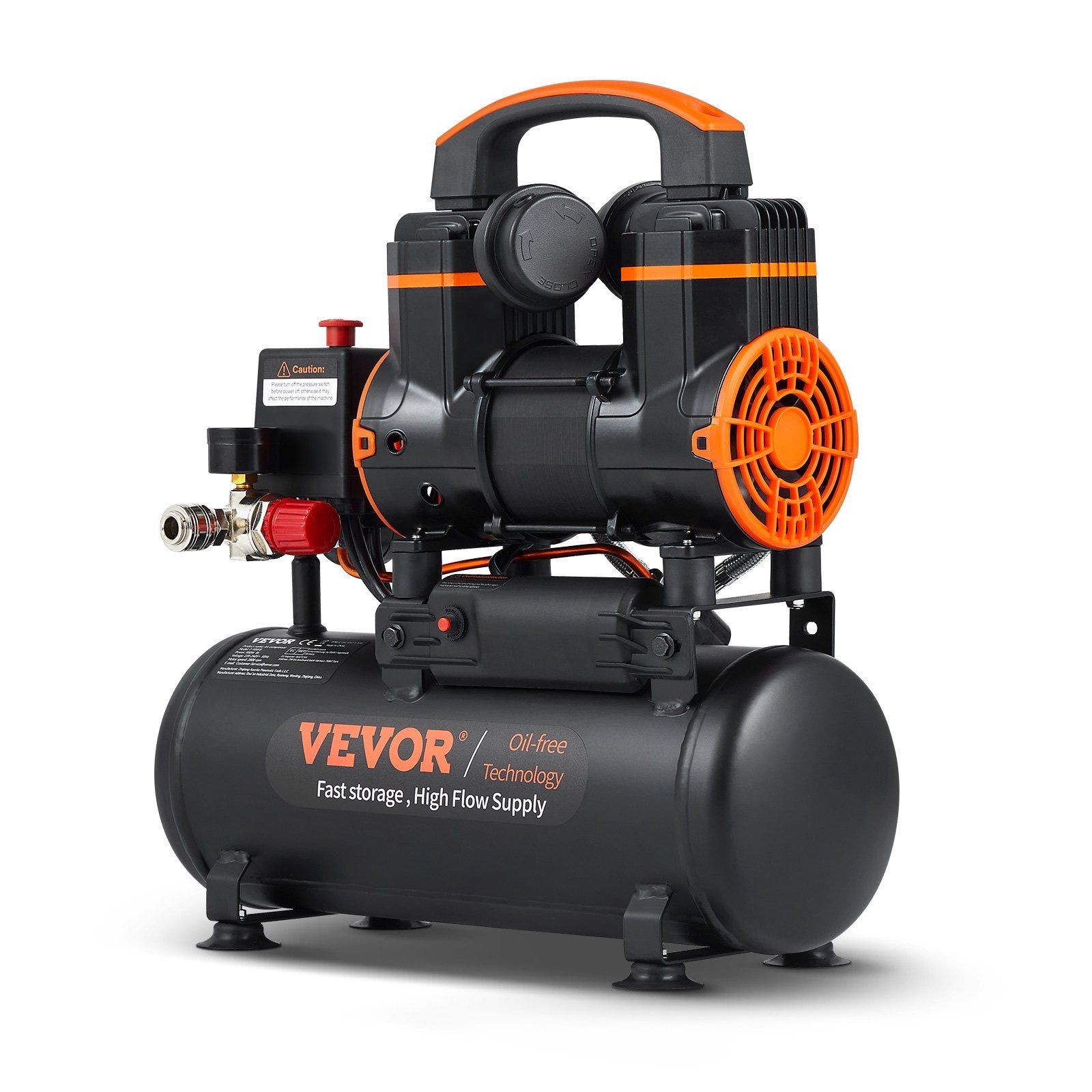 70dB 900W 2.1gal 2.2CFM@90PSI Ultra Quiet Oil-Free Air Compressor